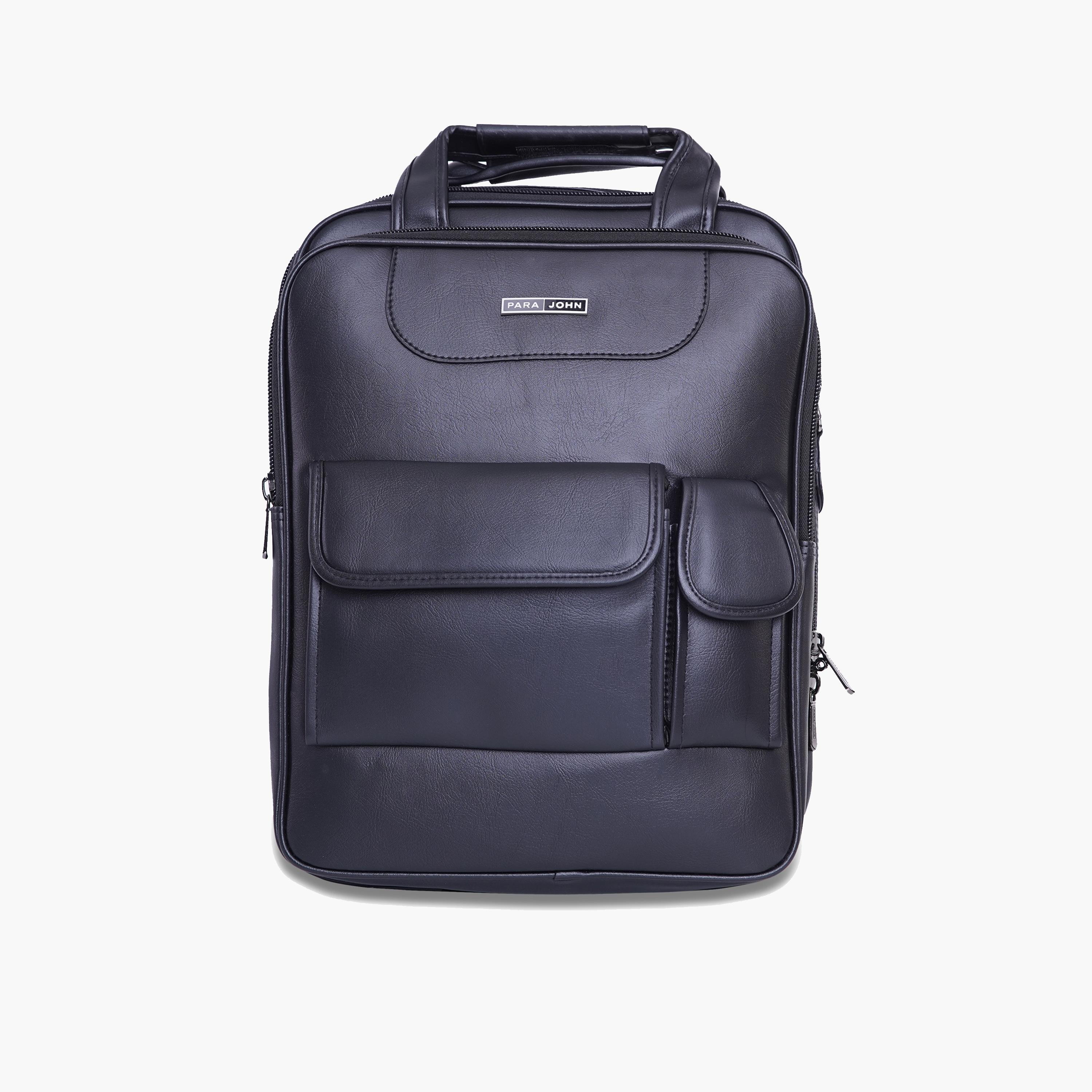 Para John Textured Double Handle Laptop Bag with Zipper Closure and Detachable Strap-men-bags-image-1