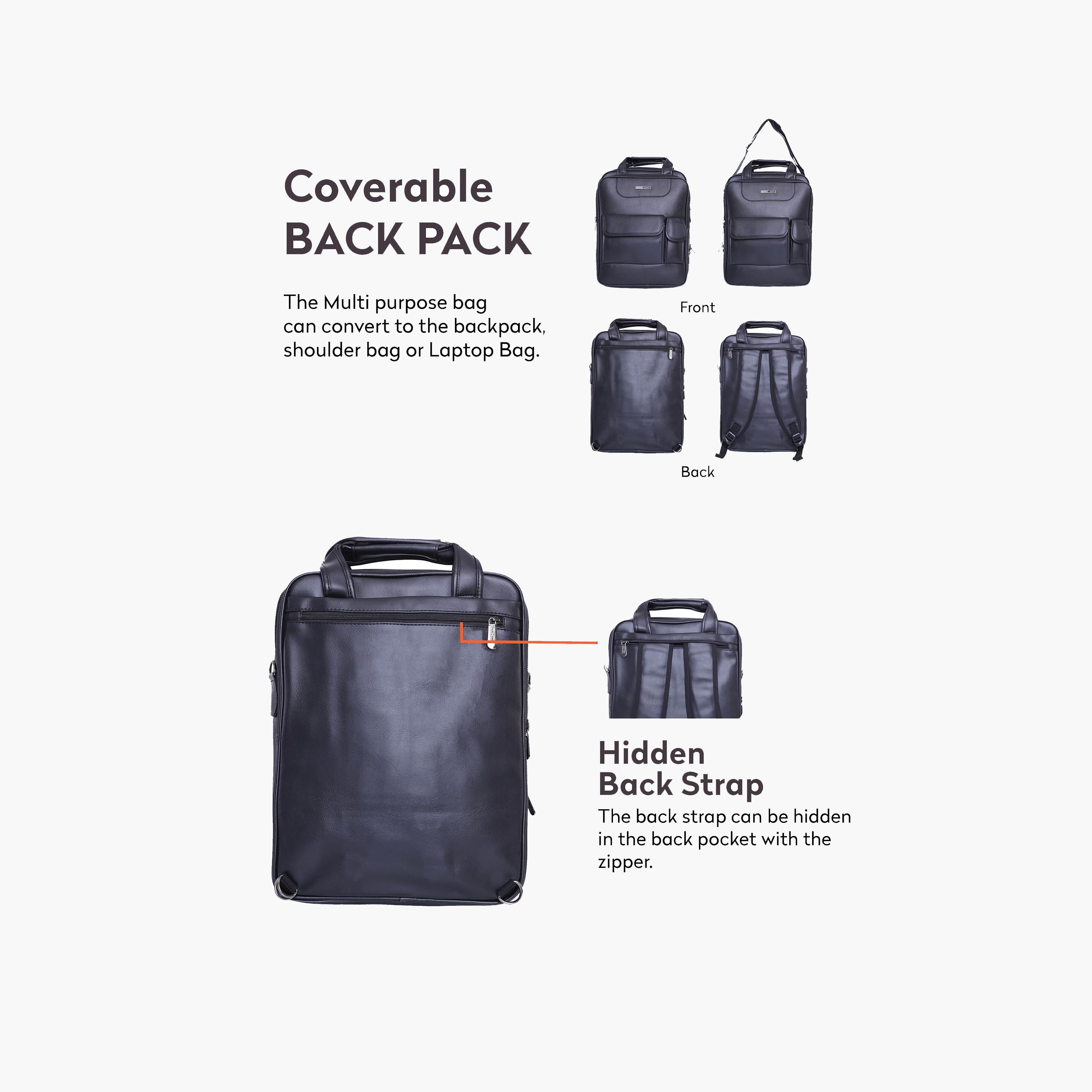 Para John Textured Double Handle Laptop Bag with Zipper Closure and Detachable Strap-men-bags-image-2