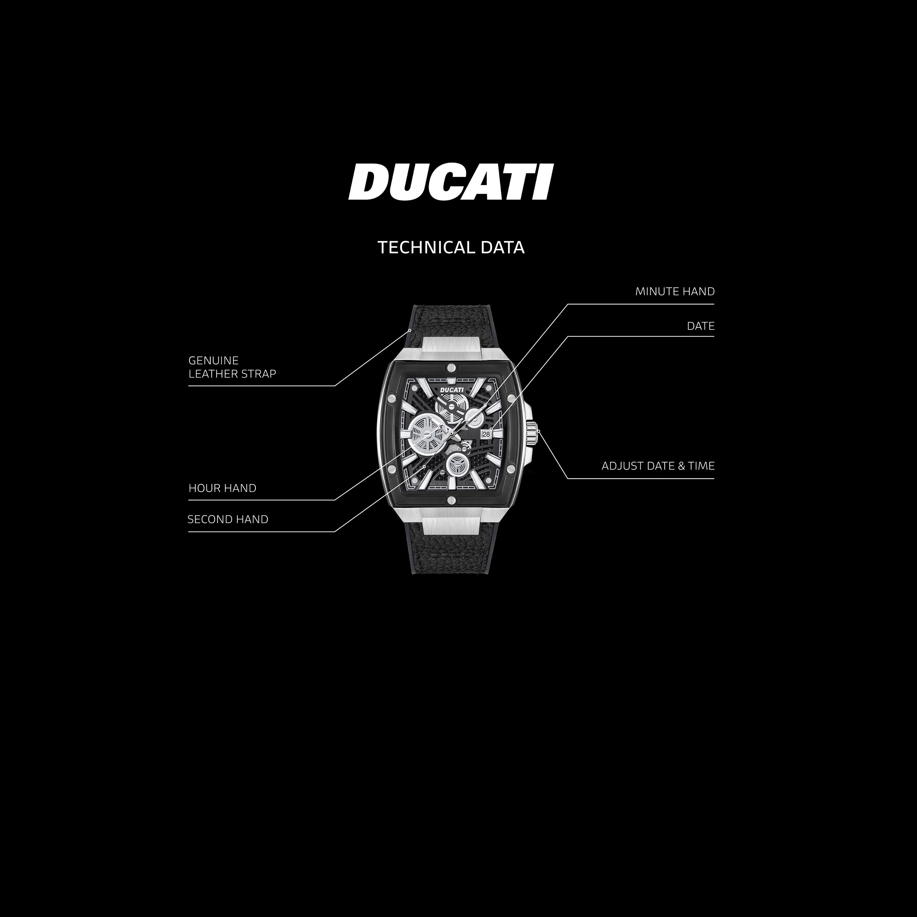 Ducati Men's 40 MM Black Analog Leather Strap Watch | DTWGB0000701-men-watchesandjewellery-watches-image-4