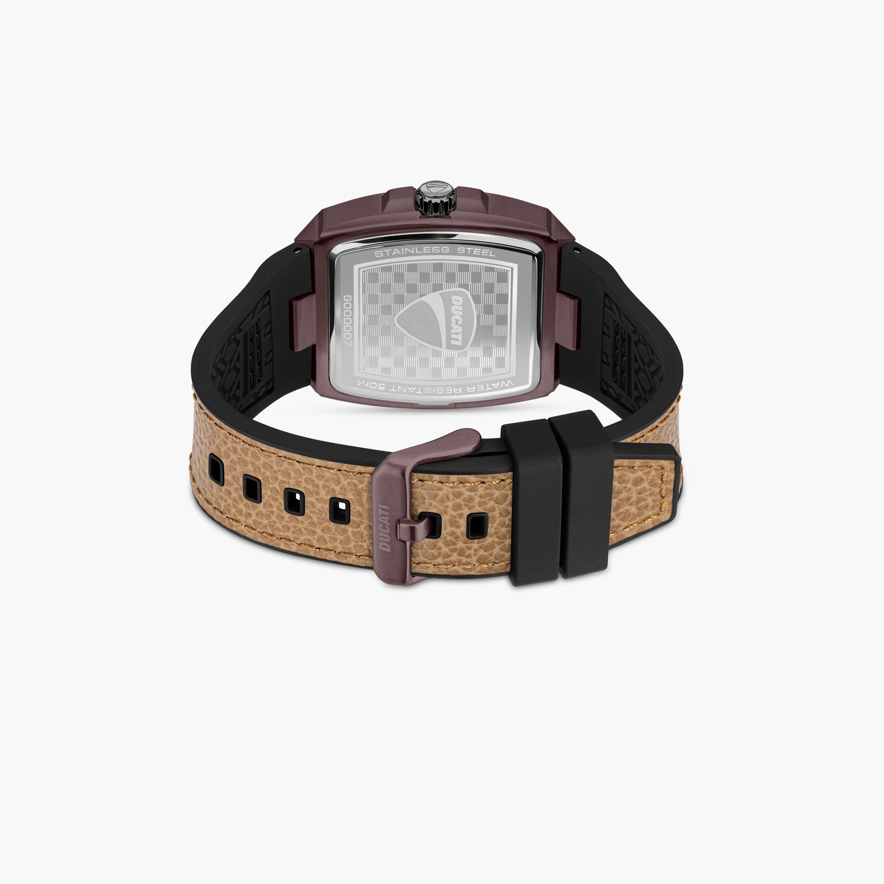 Ducati Men's 40 MM Brown Analog Leather Strap Watch | DTWGB0000702-men-watchesandjewellery-watches-image-3