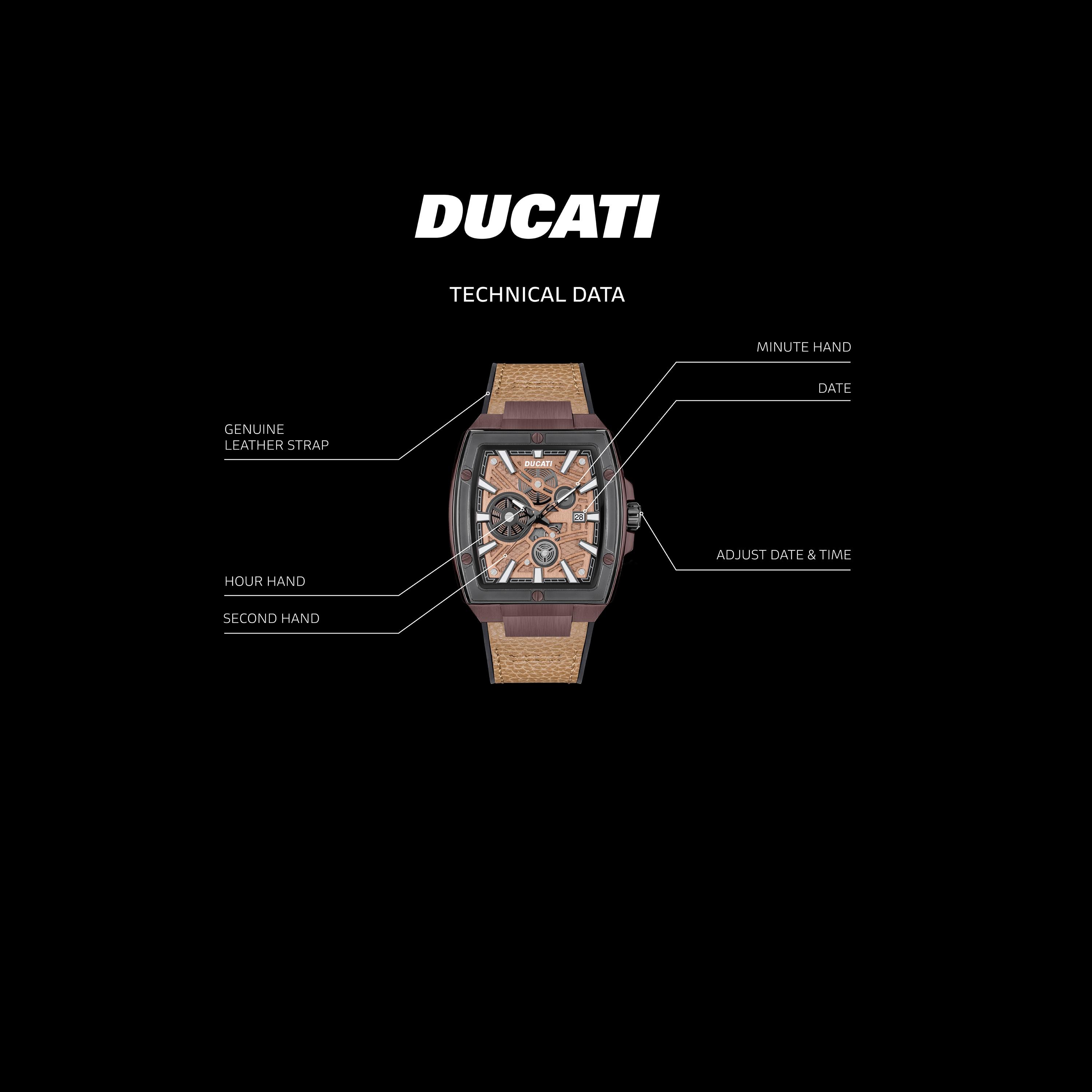 Ducati Men's 40 MM Brown Analog Leather Strap Watch | DTWGB0000702-men-watchesandjewellery-watches-image-4
