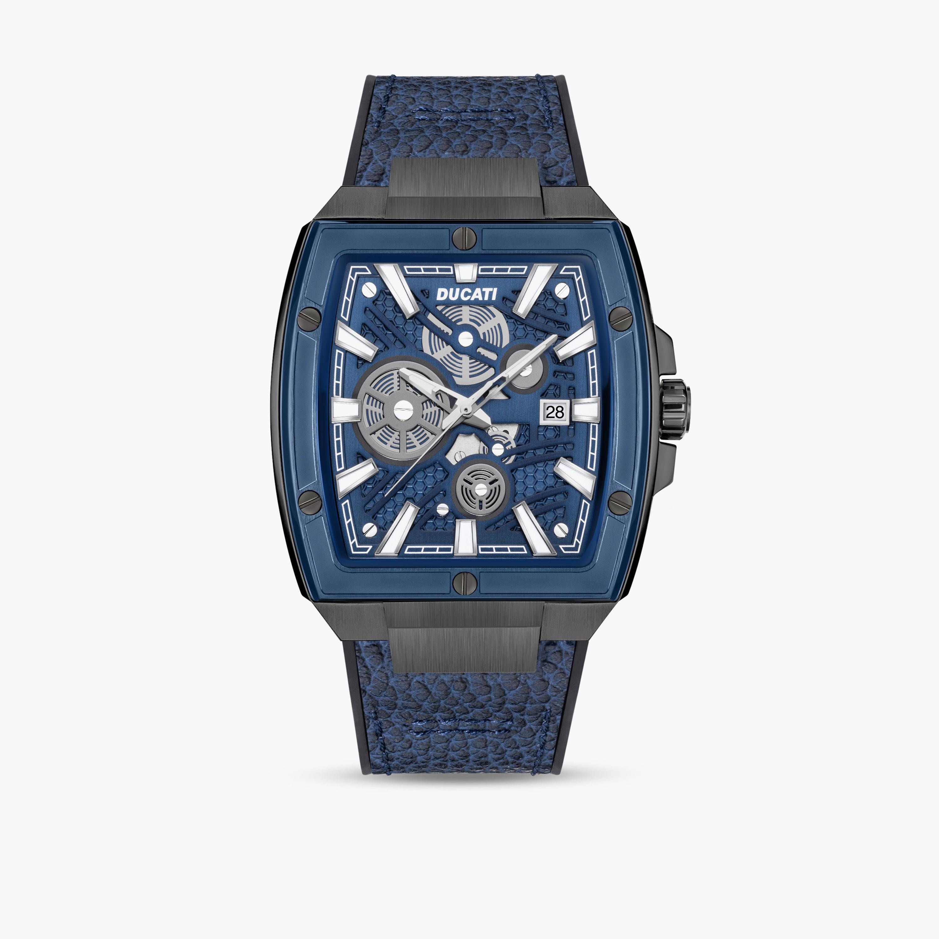 Ducati Men's 40 MM Blue Analog Leather Strap Watch | DTWGB0000703-men-watchesandjewellery-watches-image-1