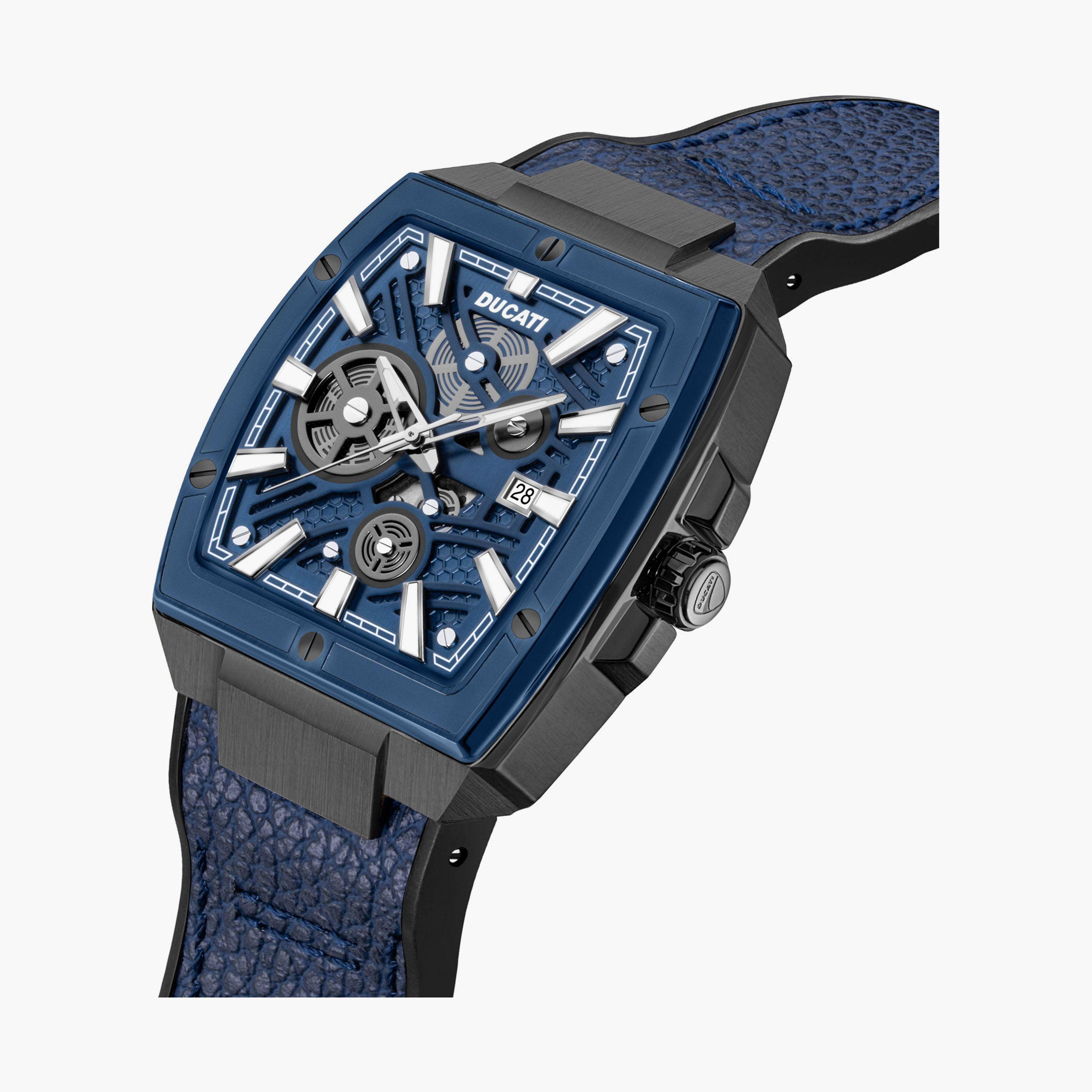Ducati Men's 40 MM Blue Analog Leather Strap Watch | DTWGB0000703-men-watchesandjewellery-watches-image-2
