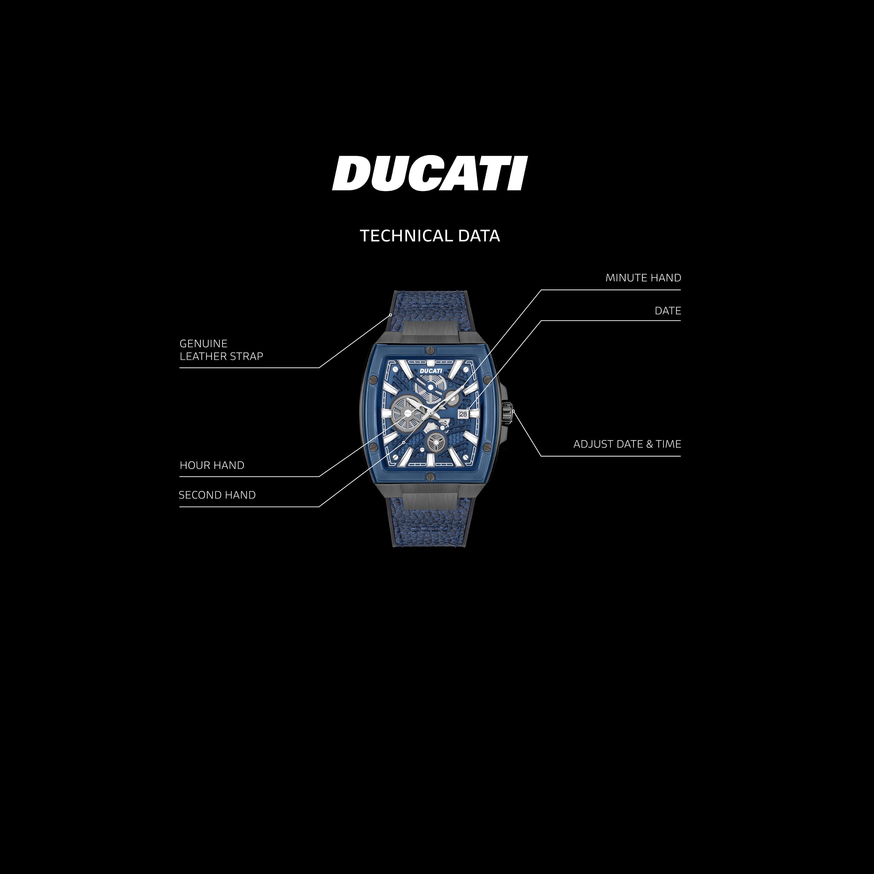 Ducati Men's 40 MM Blue Analog Leather Strap Watch | DTWGB0000703-men-watchesandjewellery-watches-image-4