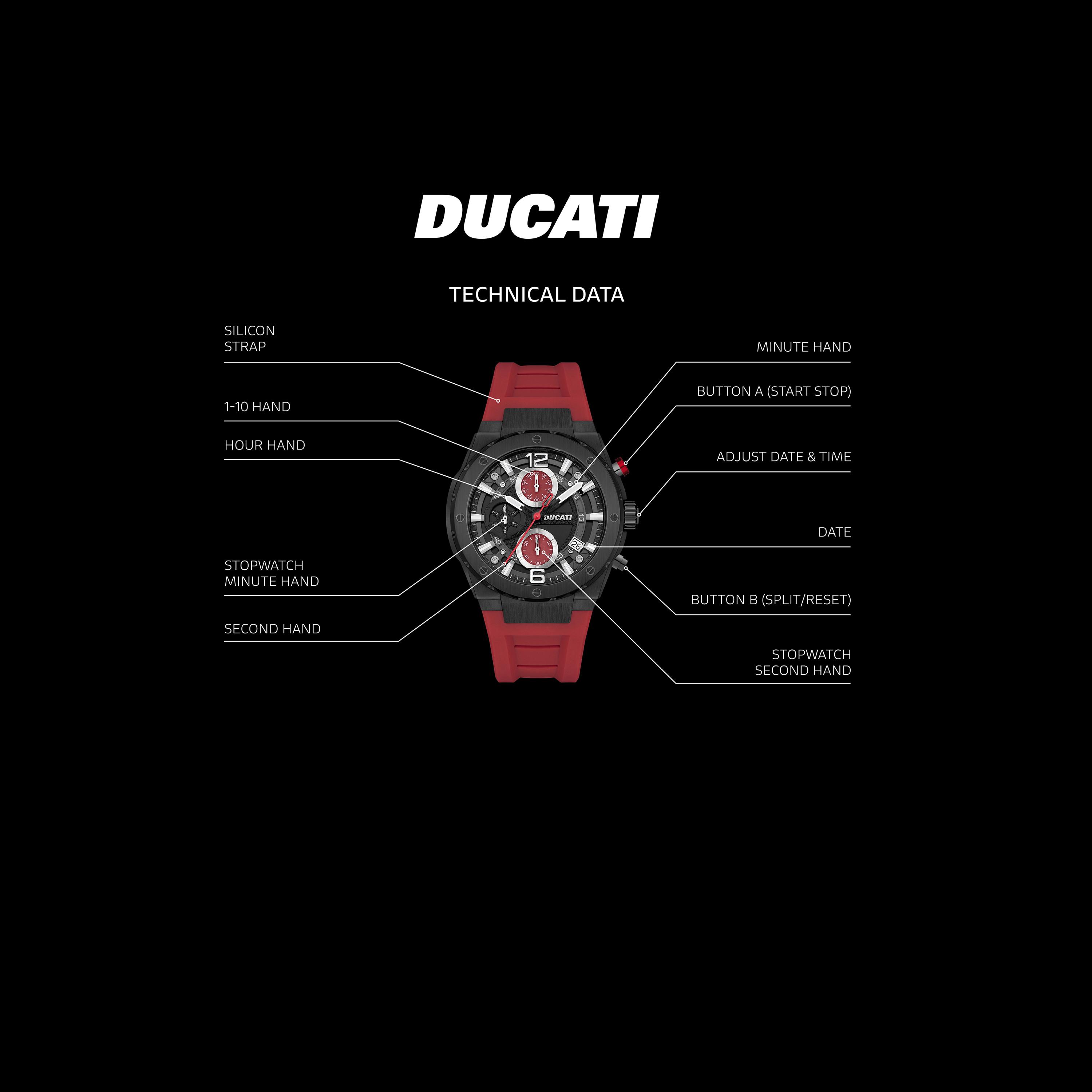 ساعة دوكاتي للرجال ذات حزام كرونوغراف أحمر بحزام سيليكون 44 مم | DTWGO0000801-men-watchesandjewellery-watches-image-4
