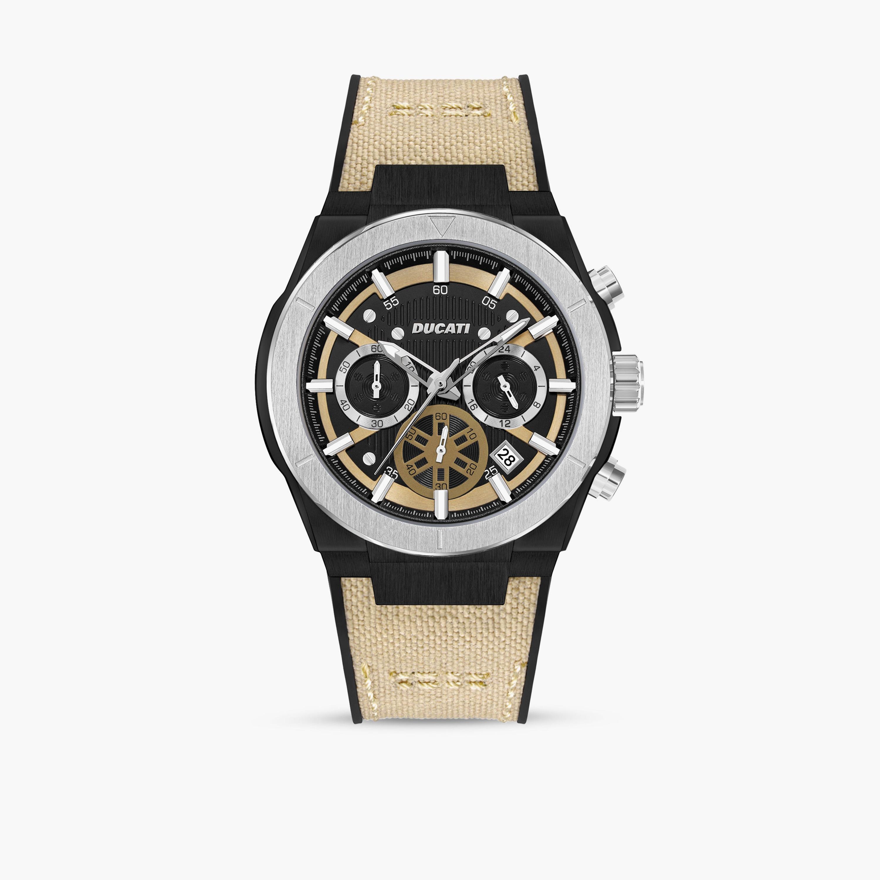 ساعة دوكاتي للرجال ذات حزام كرونوغراف جلدي 44 مم بيج اللون البيج | DTWGO0000904-men-watchesandjewellery-watches-image-1