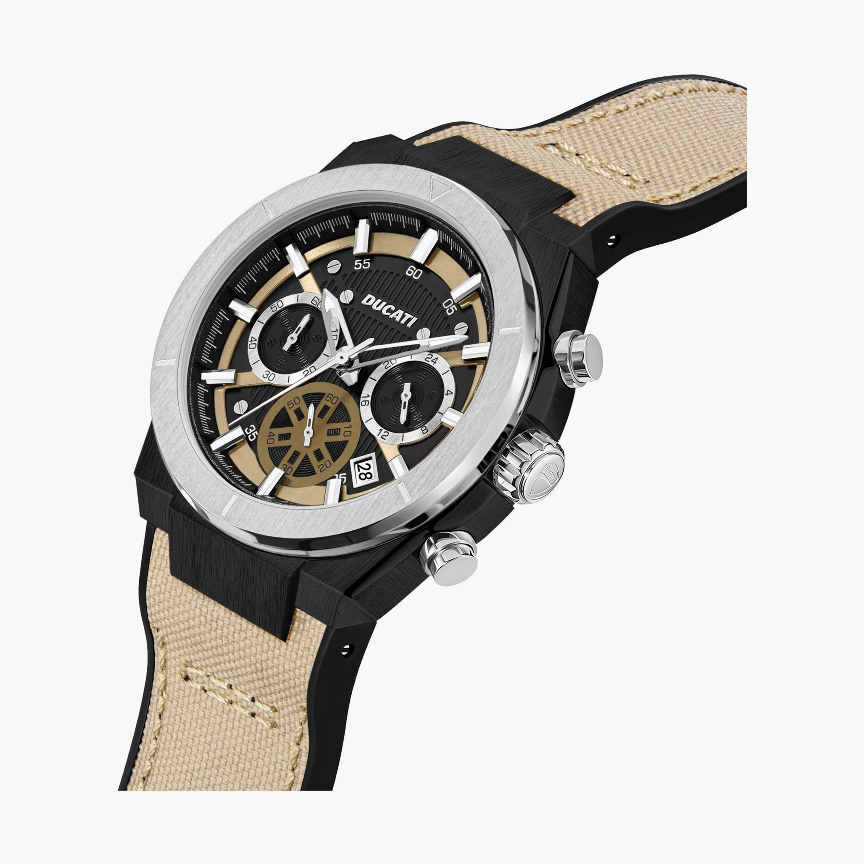 ساعة دوكاتي للرجال ذات حزام كرونوغراف جلدي 44 مم بيج اللون البيج | DTWGO0000904-men-watchesandjewellery-watches-image-2