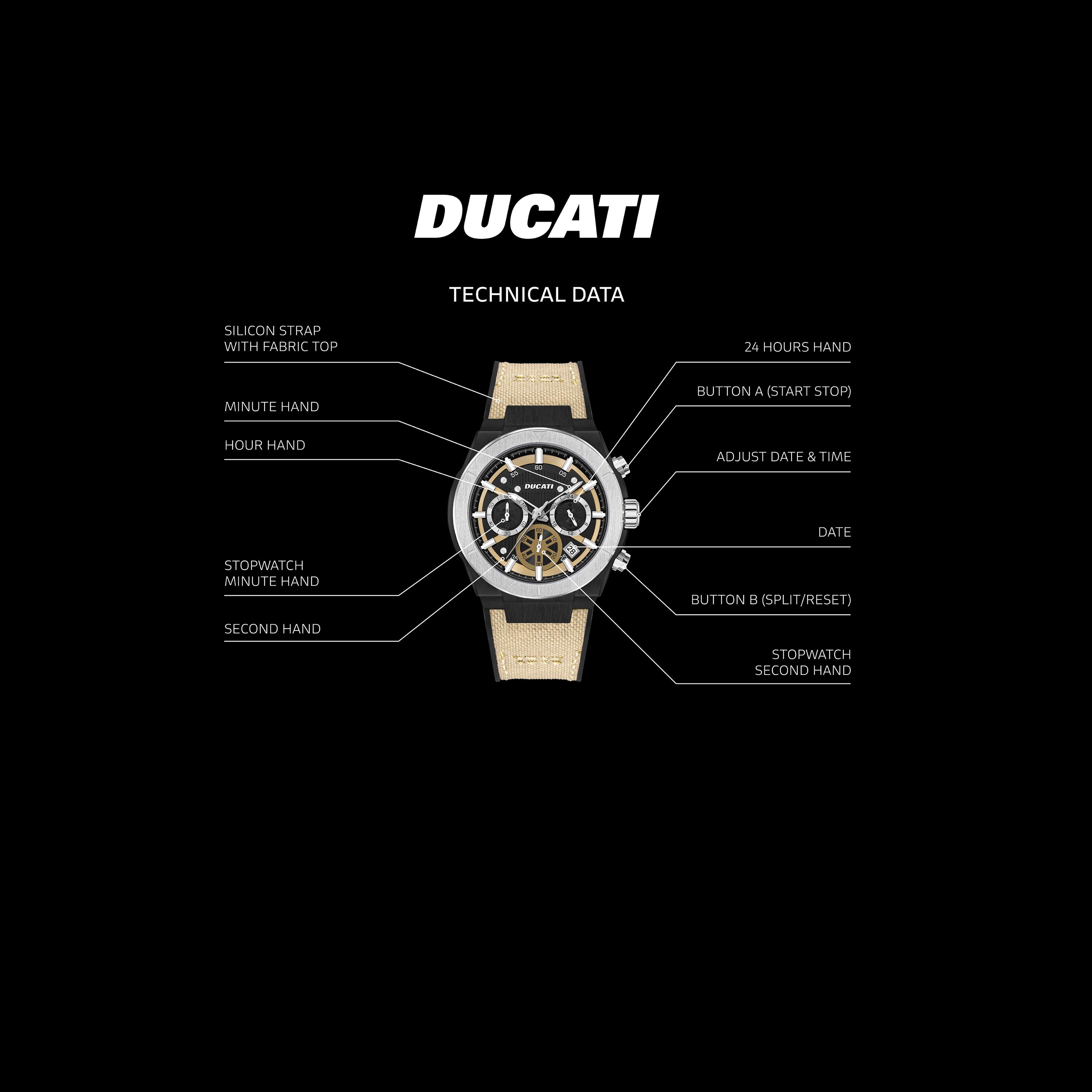 ساعة دوكاتي للرجال ذات حزام كرونوغراف جلدي 44 مم بيج اللون البيج | DTWGO0000904-men-watchesandjewellery-watches-image-4