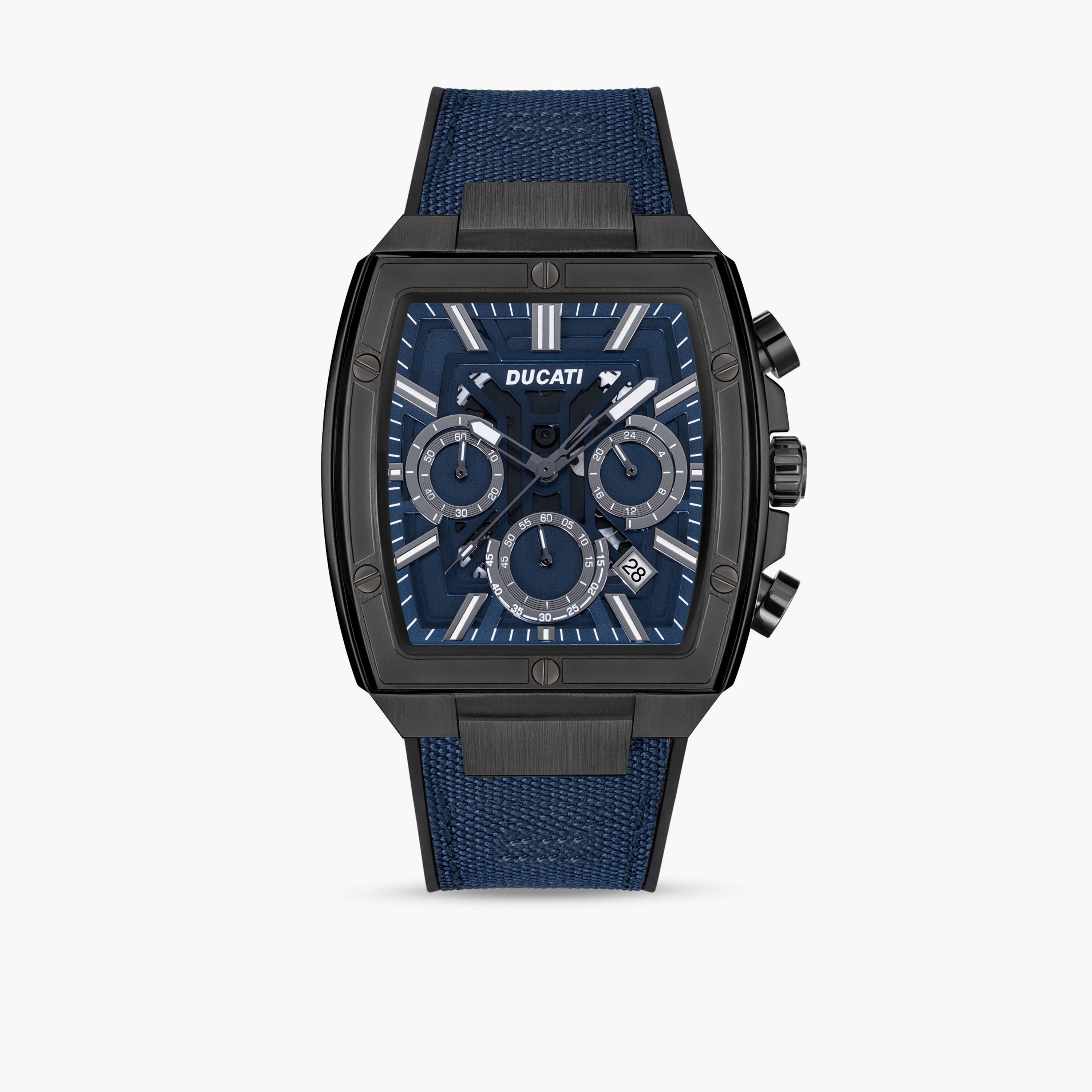 Ducati Men's 40 MM Blue Chronograph Leather Strap Watch | DTWGO0001004-men-watchesandjewellery-watches-image-1