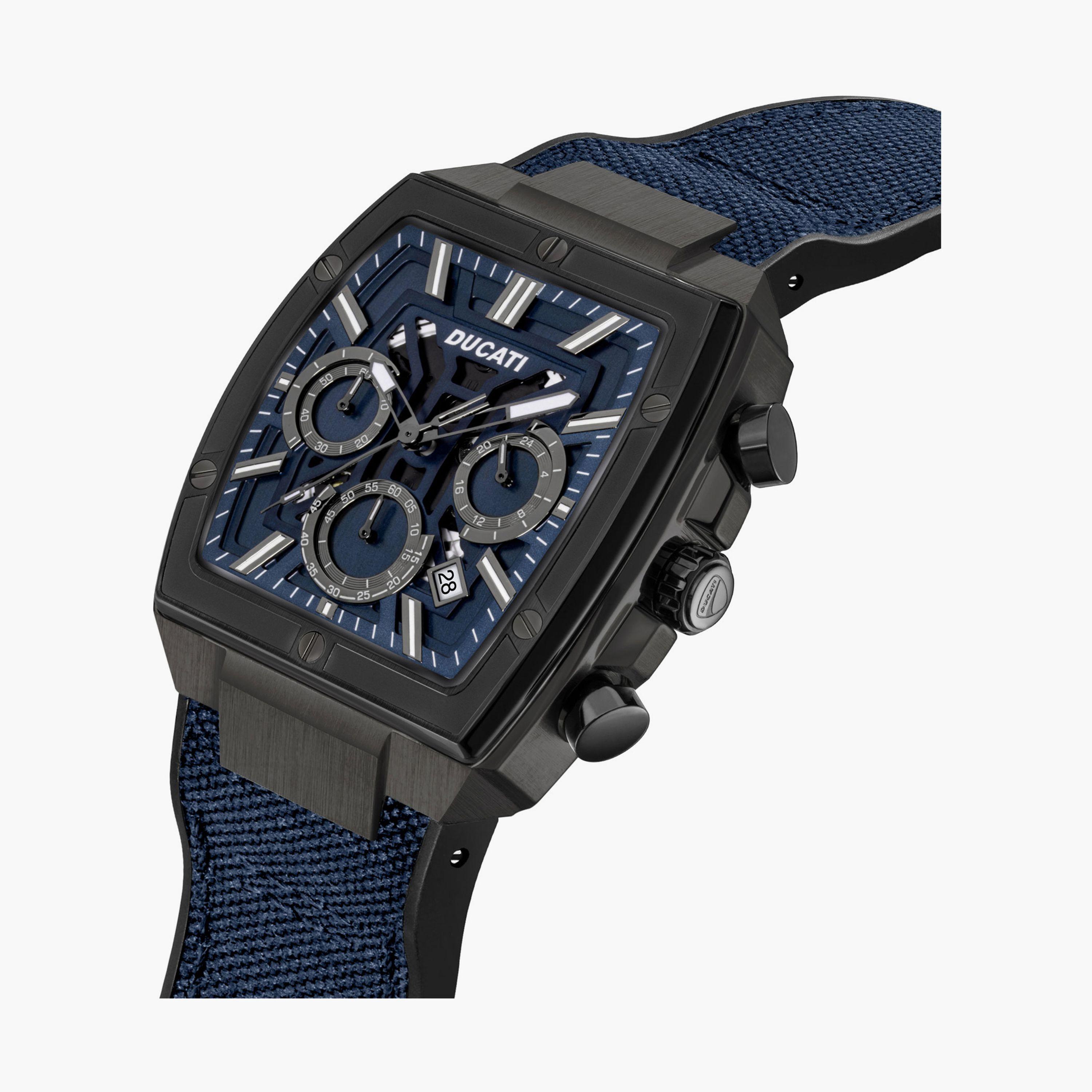 Ducati Men's 40 MM Blue Chronograph Leather Strap Watch | DTWGO0001004-men-watchesandjewellery-watches-image-2