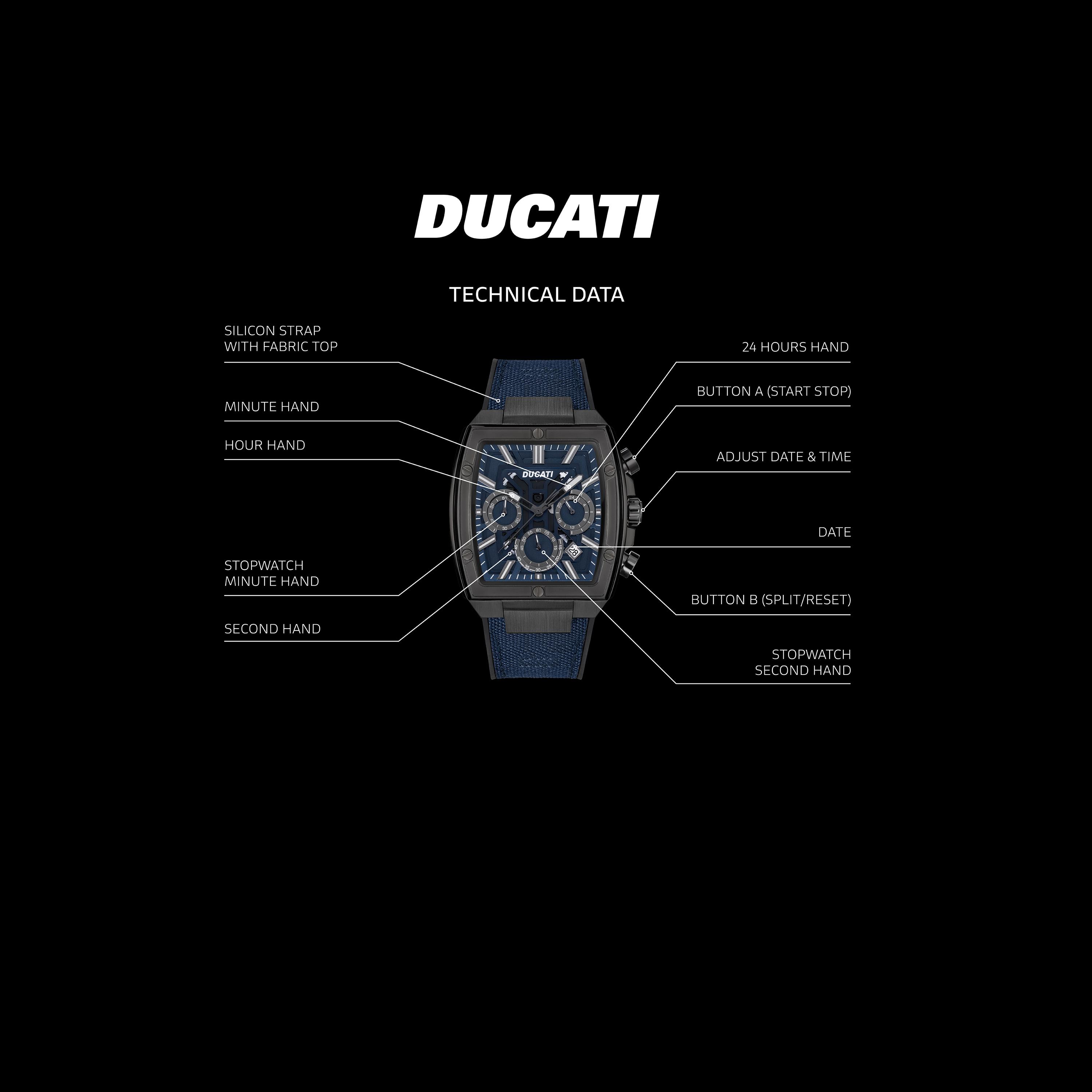 Ducati Men's 40 MM Blue Chronograph Leather Strap Watch | DTWGO0001004-men-watchesandjewellery-watches-image-4
