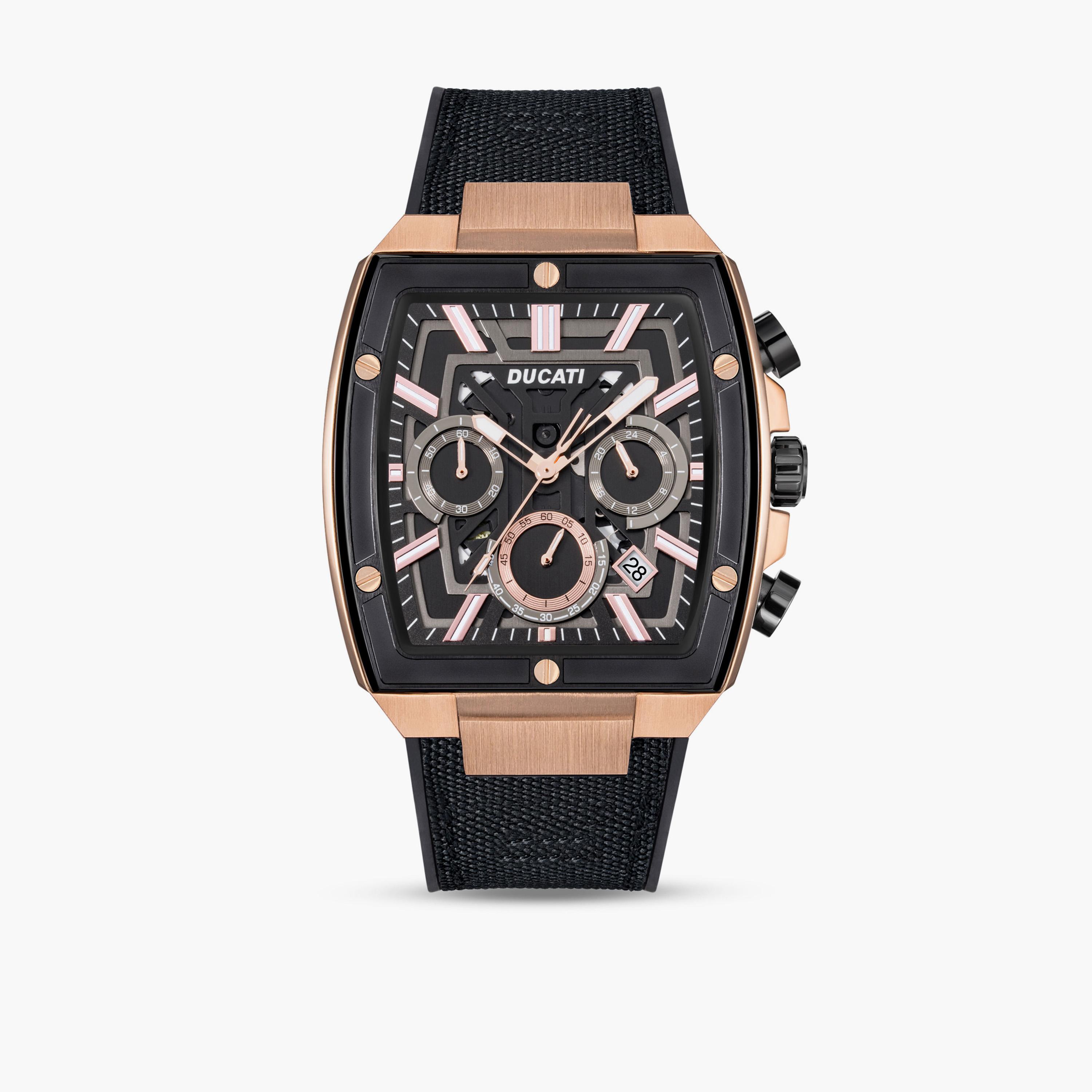Ducati Men's 40 MM Black Chronograph Leather Strap Watch | DTWGO0001005-men-watchesandjewellery-watches-image-1