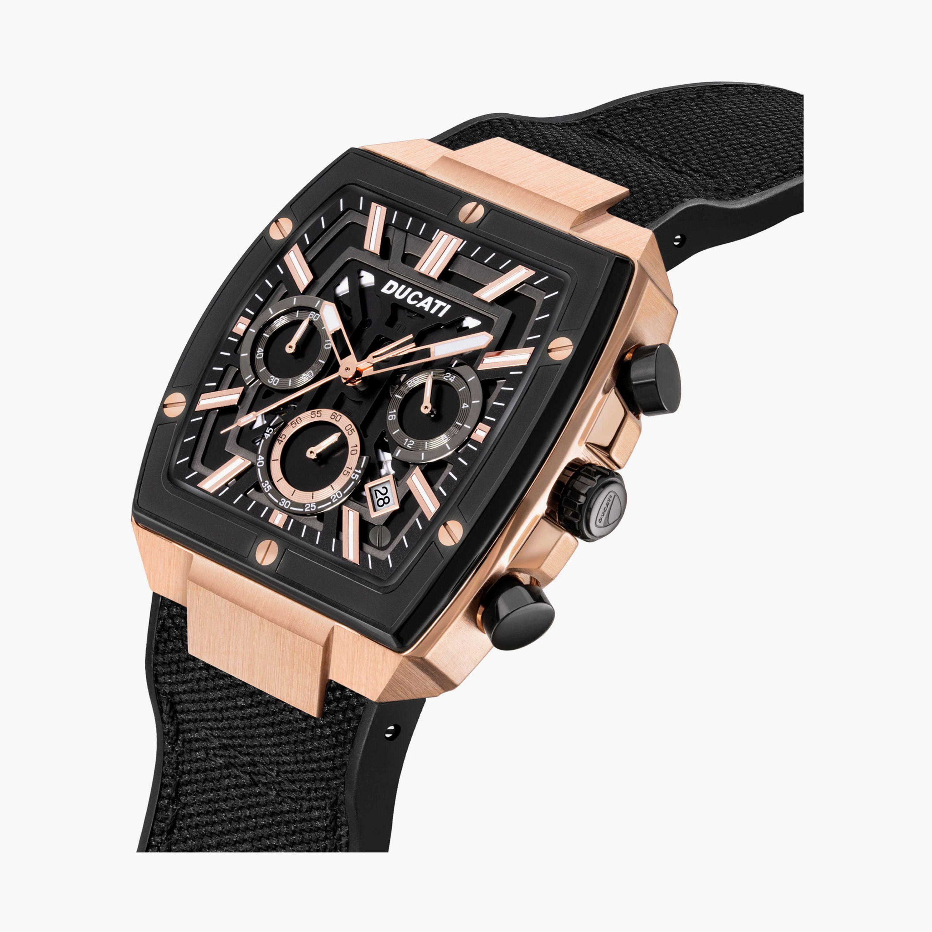 Ducati Men's 40 MM Black Chronograph Leather Strap Watch | DTWGO0001005-men-watchesandjewellery-watches-image-2