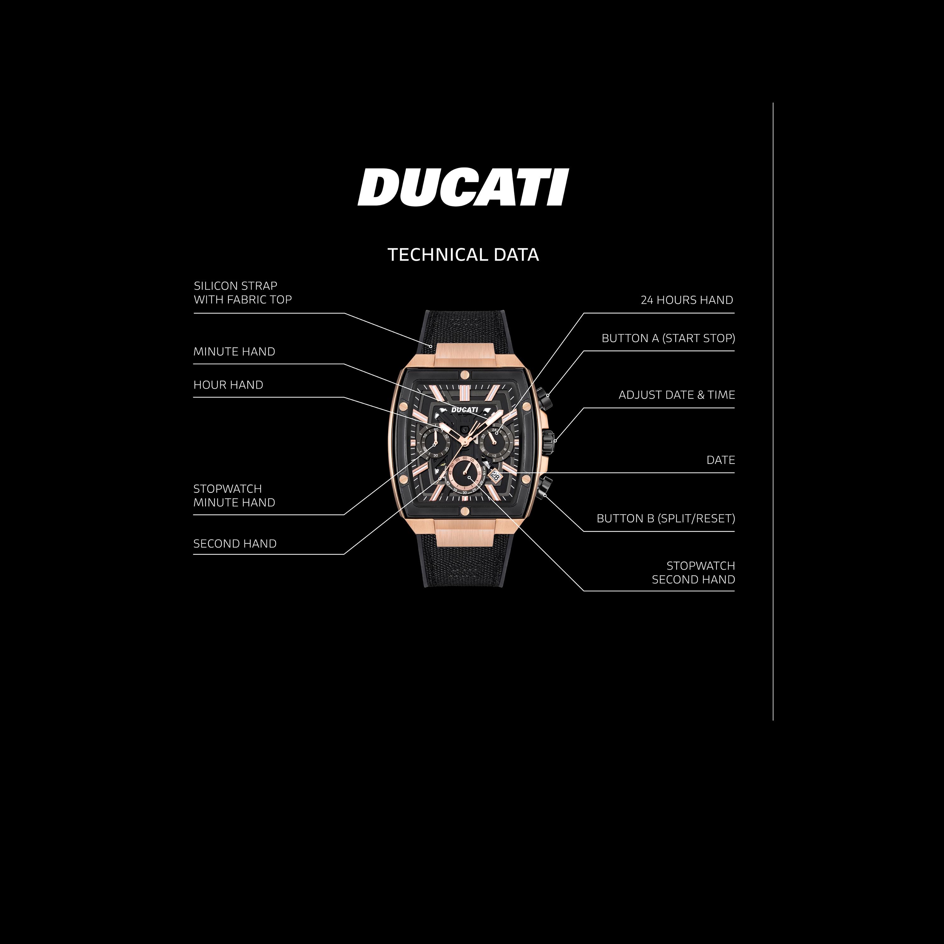Ducati Men's 40 MM Black Chronograph Leather Strap Watch | DTWGO0001005-men-watchesandjewellery-watches-image-4
