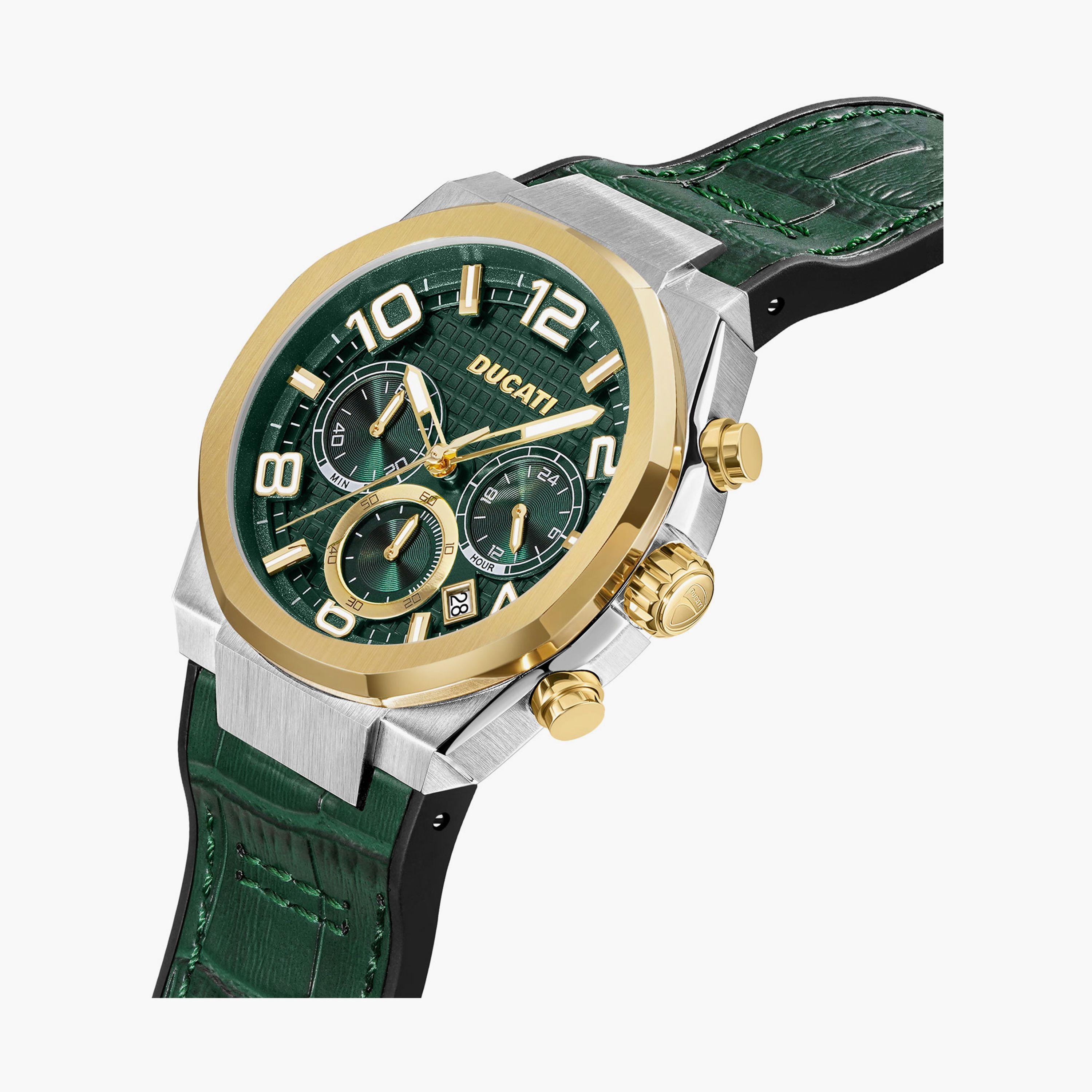 Ducati Men's 44 MM Green Chronograph Leather Strap Watch | DTWGC0001101-men-watchesandjewellery-watches-image-2