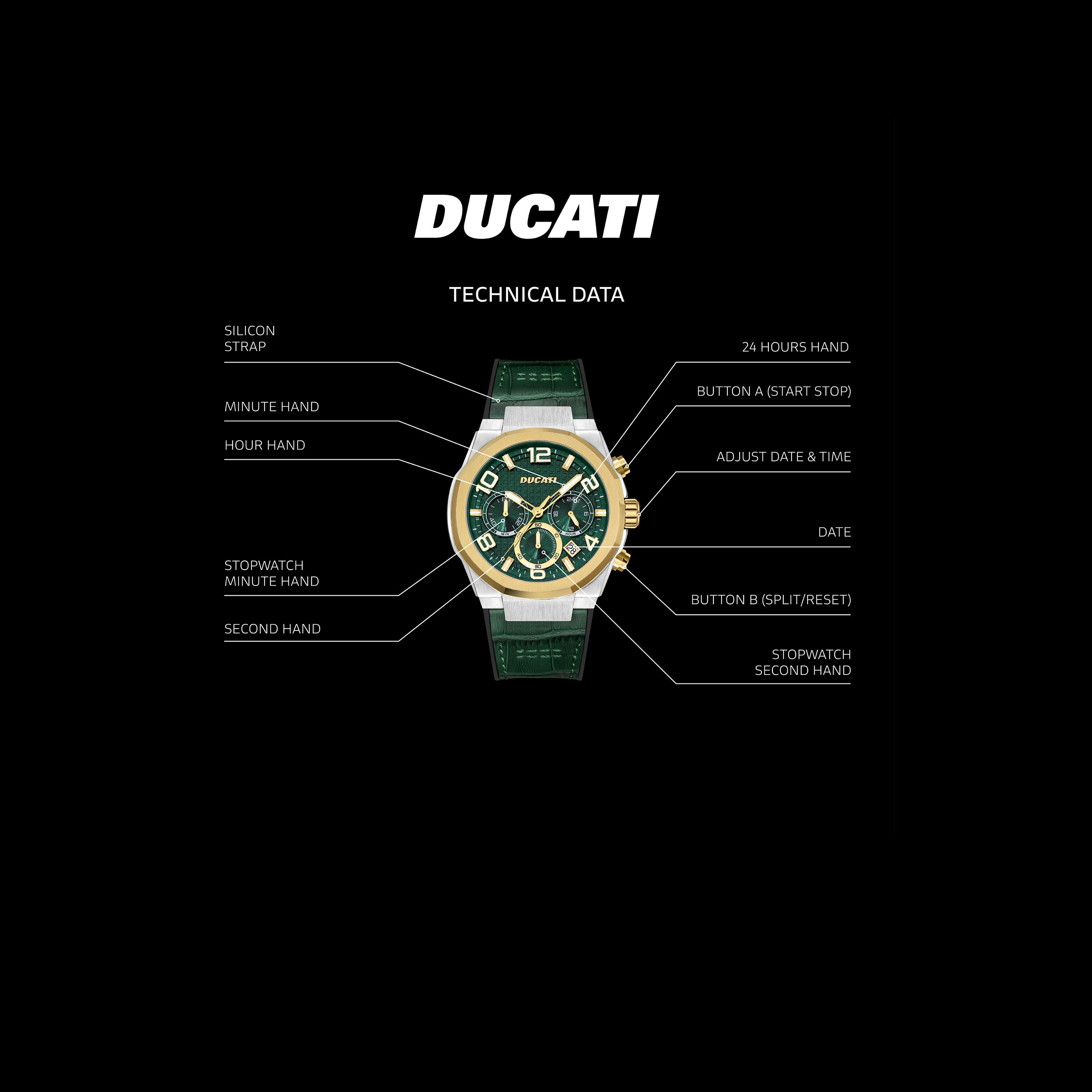 Ducati Men's 44 MM Green Chronograph Leather Strap Watch | DTWGC0001101-men-watchesandjewellery-watches-image-4
