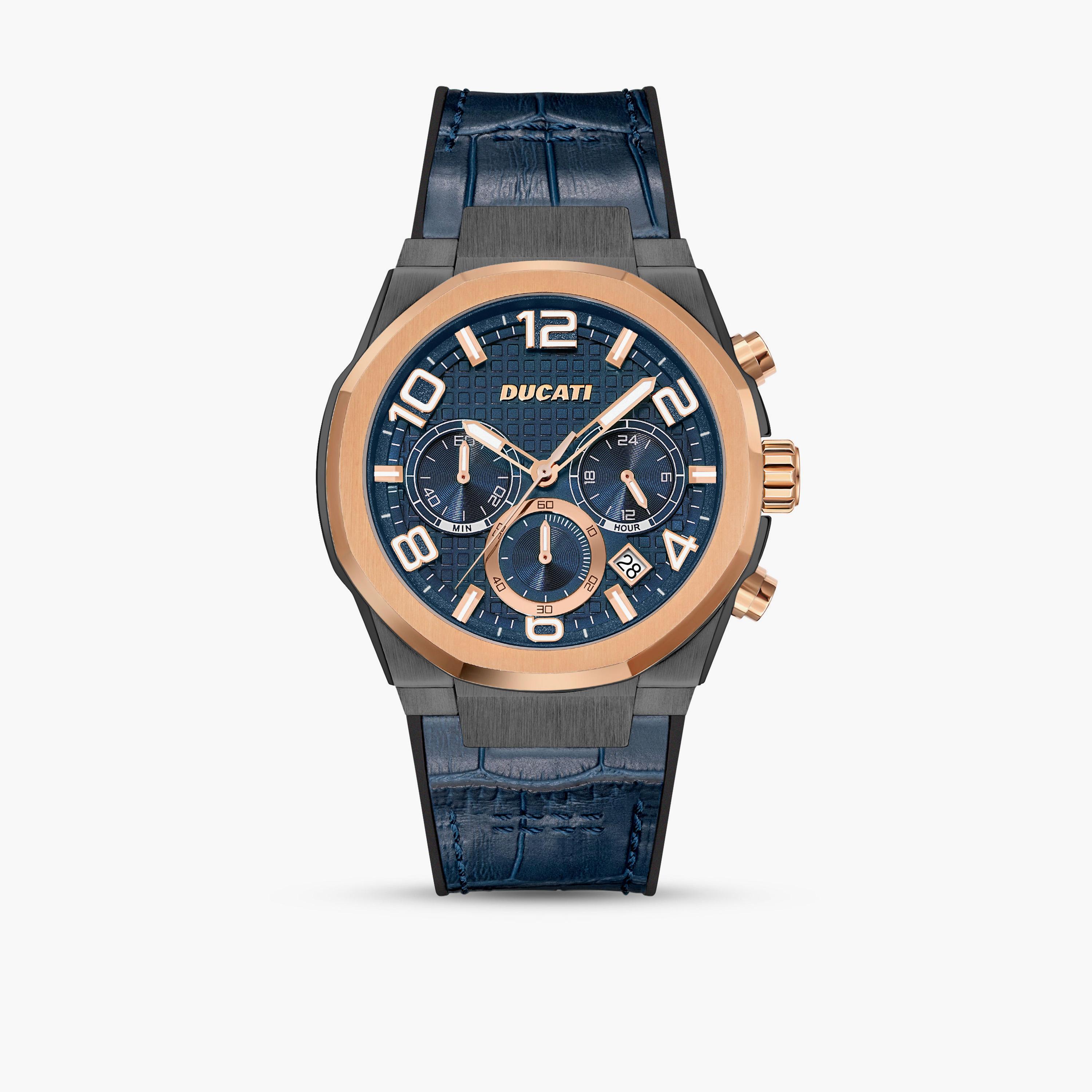 ساعة دوكاتي للرجال ذات حزام كرونوغراف جلدي أزرق 44 مم للرجال | DTWGC0000001104-men-watchesandjewellery-watches-image-1