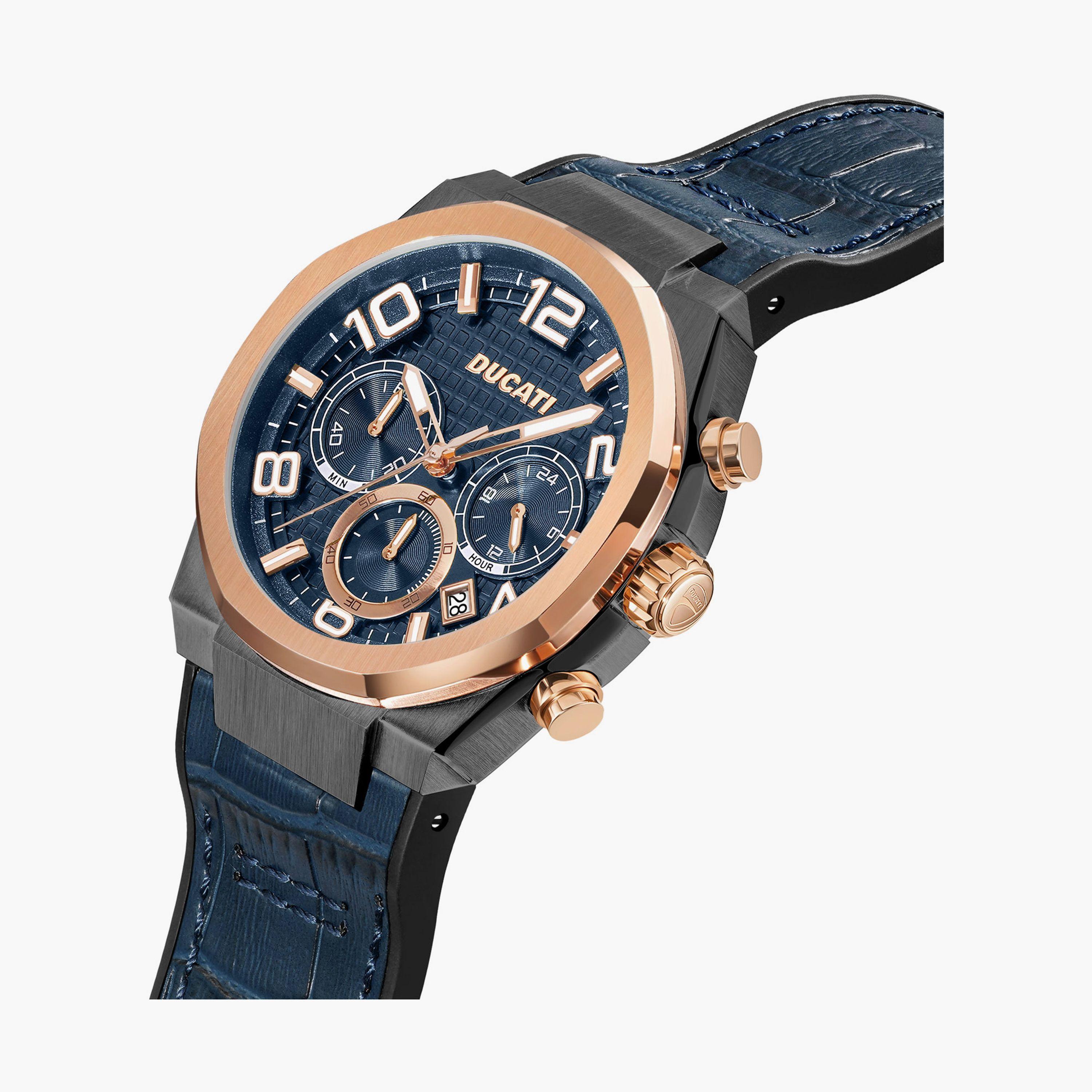 ساعة دوكاتي للرجال ذات حزام كرونوغراف جلدي أزرق 44 مم للرجال | DTWGC0000001104-men-watchesandjewellery-watches-image-2