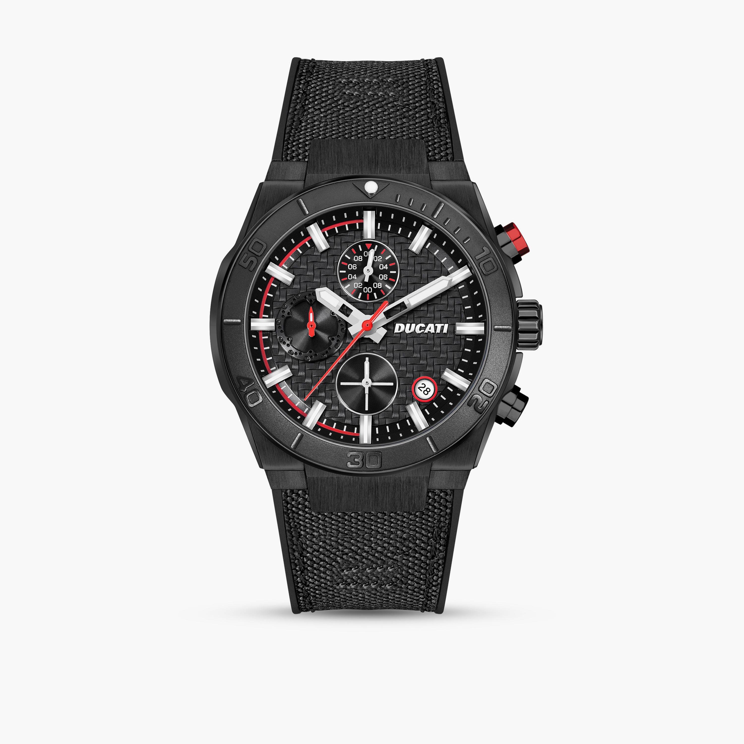 Ducati Men's 44 MM Black Chronograph Leather Strap Watch | DTWGO0001201-men-watchesandjewellery-watches-image-1
