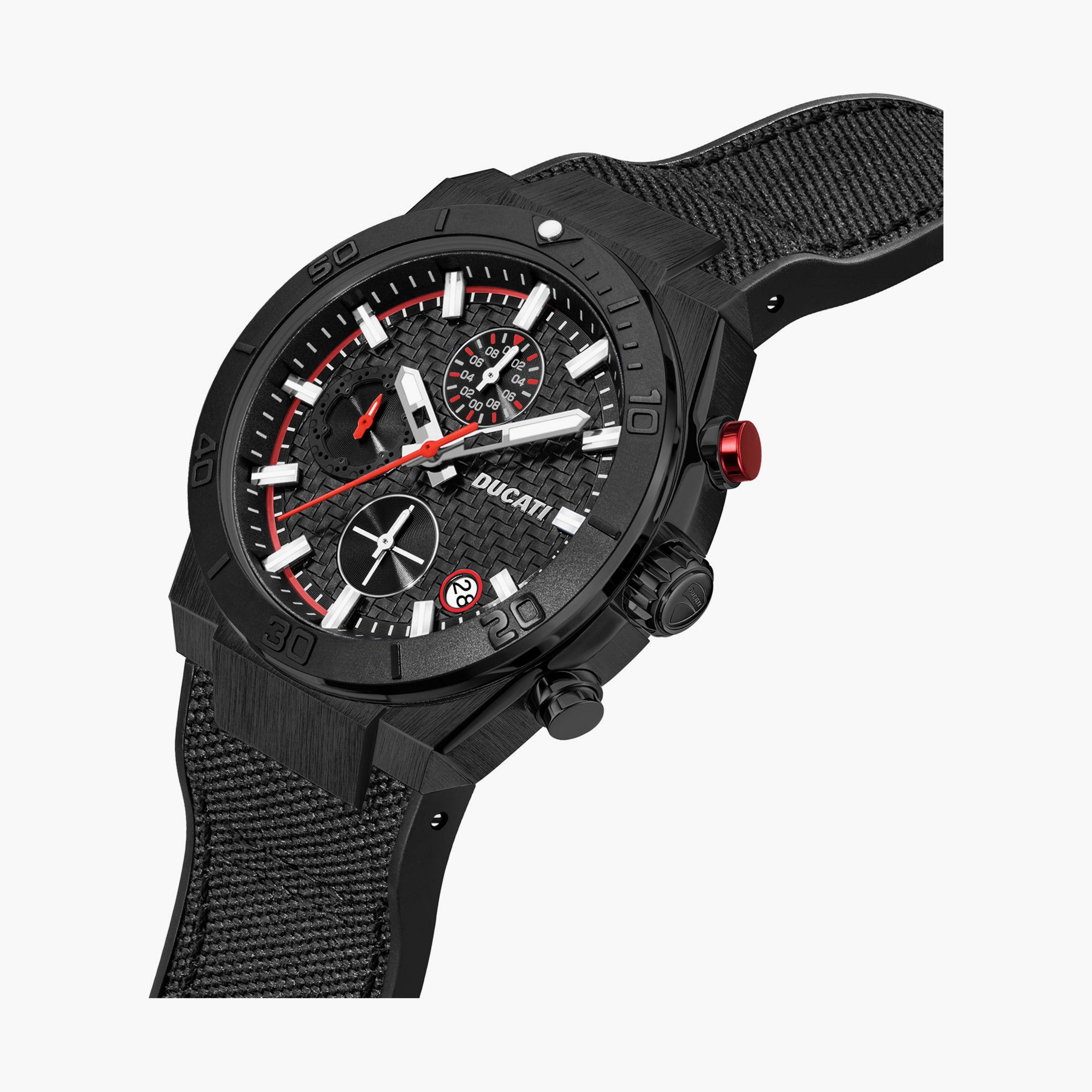 Ducati Men's 44 MM Black Chronograph Leather Strap Watch | DTWGO0001201-men-watchesandjewellery-watches-image-2