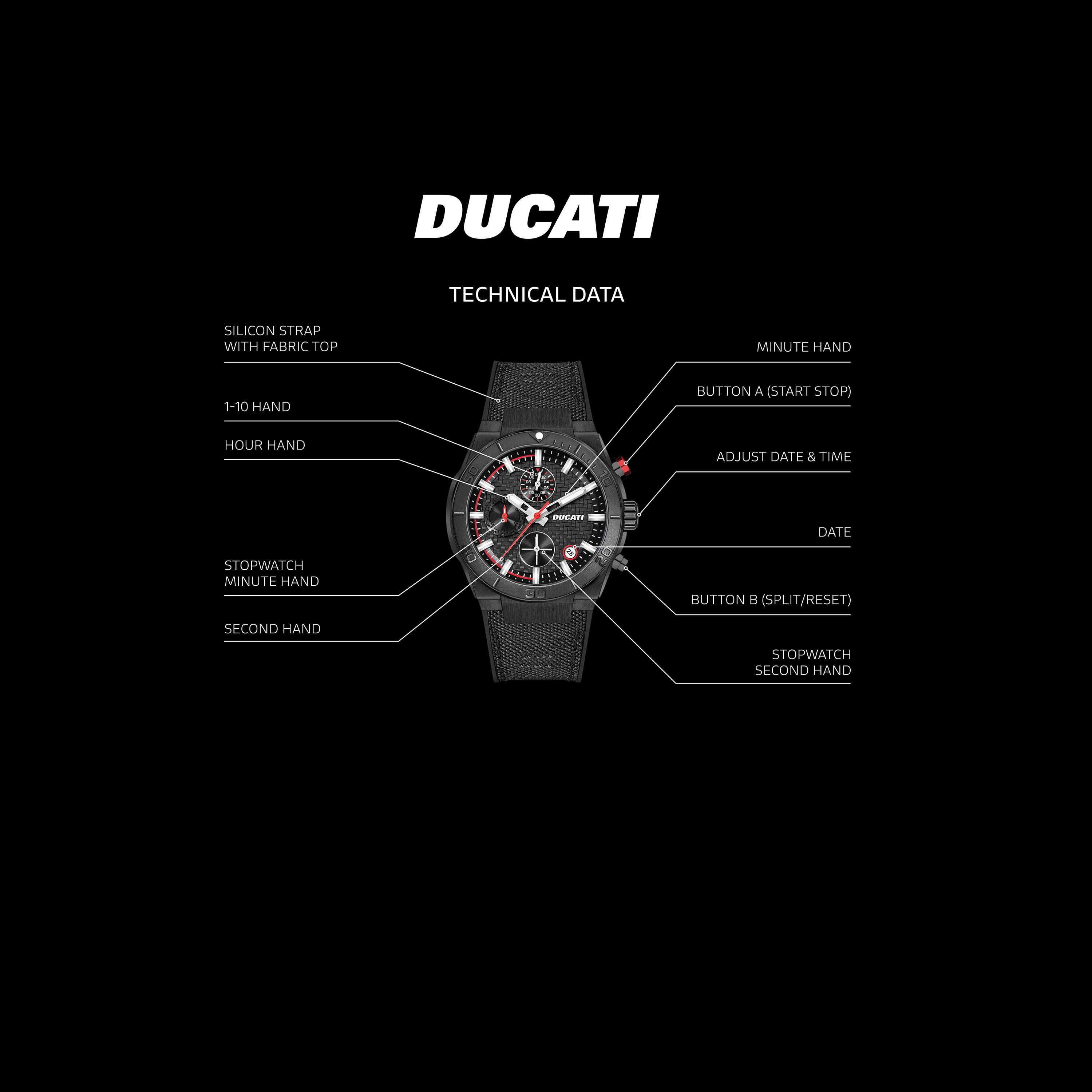 Ducati Men's 44 MM Black Chronograph Leather Strap Watch | DTWGO0001201-men-watchesandjewellery-watches-image-4