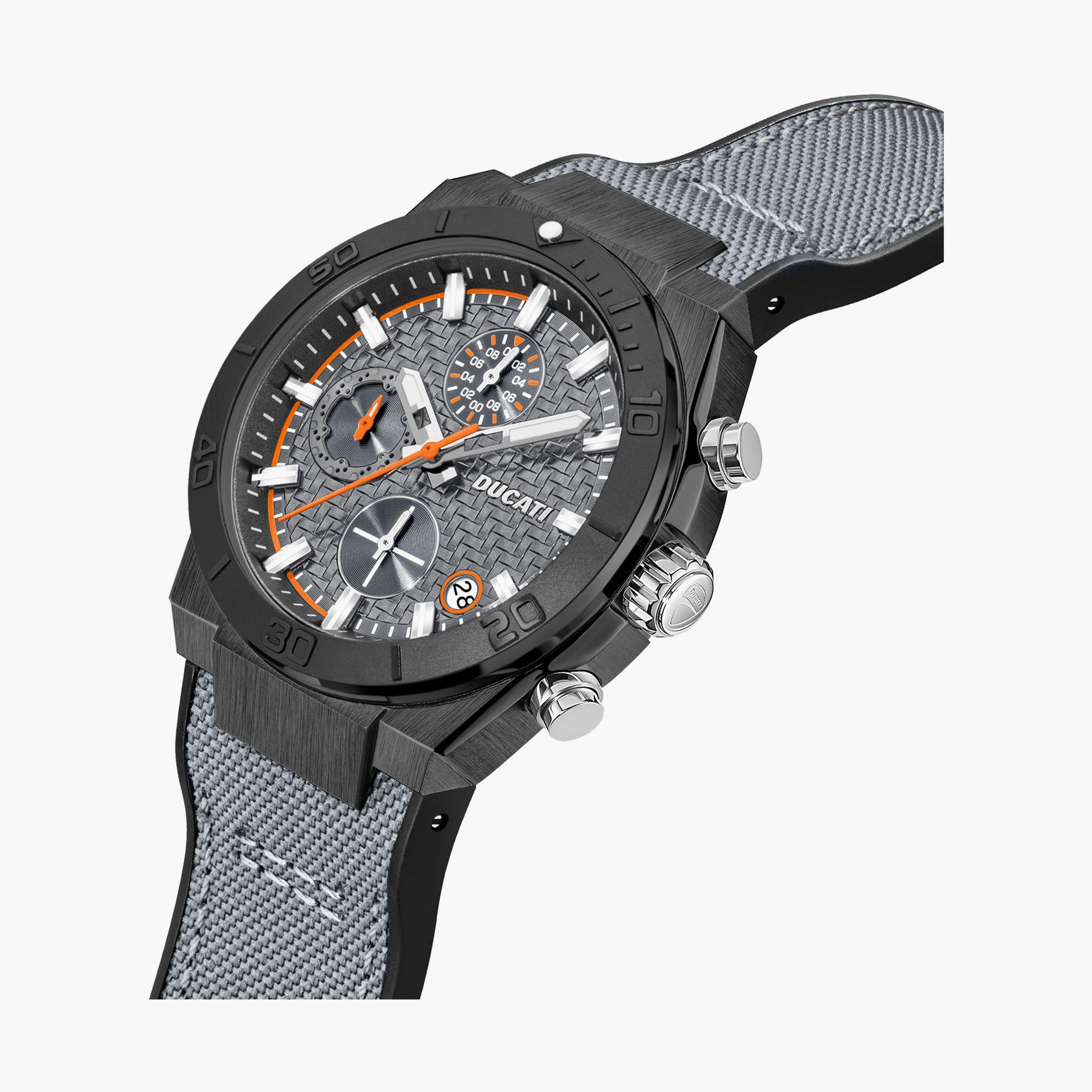 Ducati Men's 44 MM Grey Chronograph Leather Strap Watch | DTWGO0001202-men-watchesandjewellery-watches-image-2