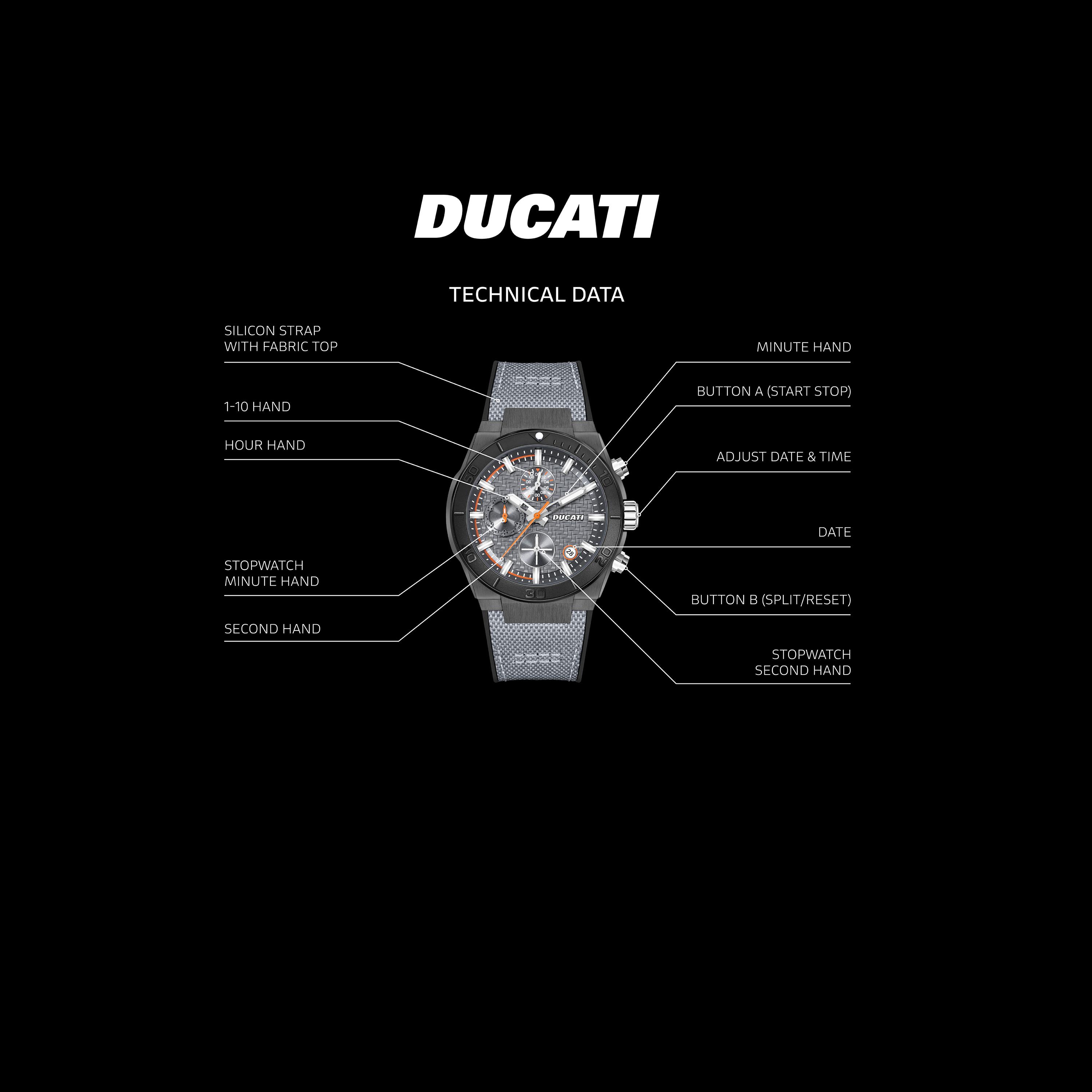 Ducati Men's 44 MM Grey Chronograph Leather Strap Watch | DTWGO0001202-men-watchesandjewellery-watches-image-4