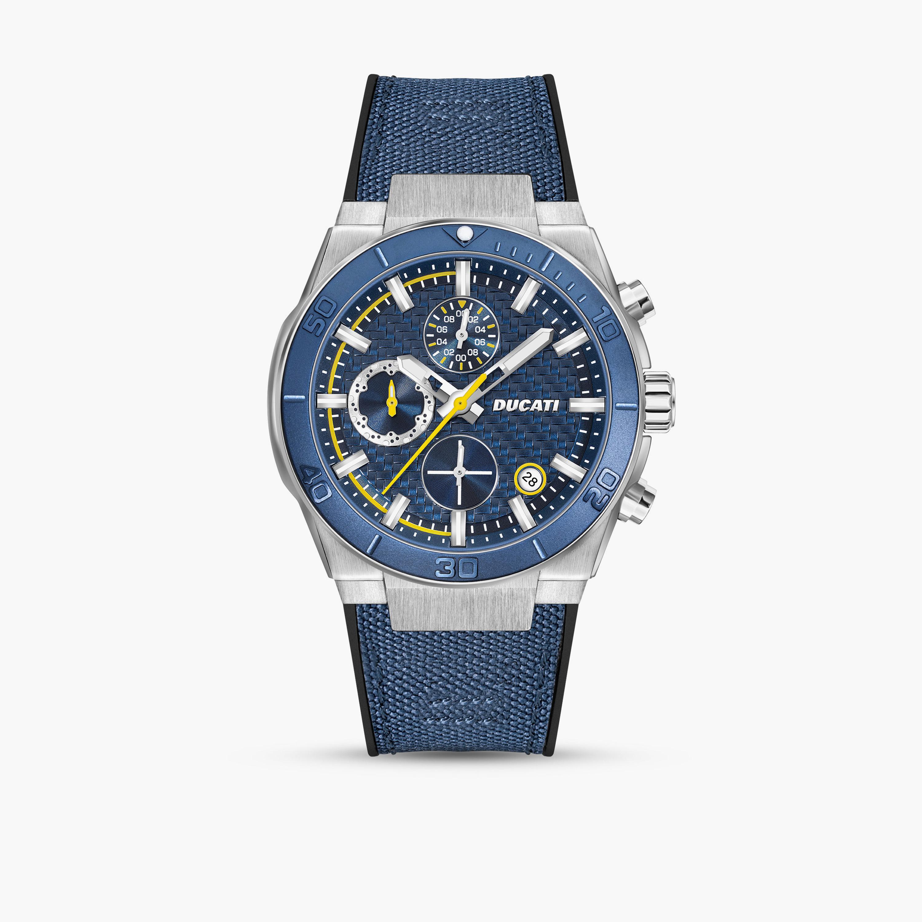 دوكاتي للرجال ساعة يد دوكاتي 44 مم كرونوغراف بحزام جلدي أزرق اللون | DTWGOGO0001204-men-watchesandjewellery-watches-image-1