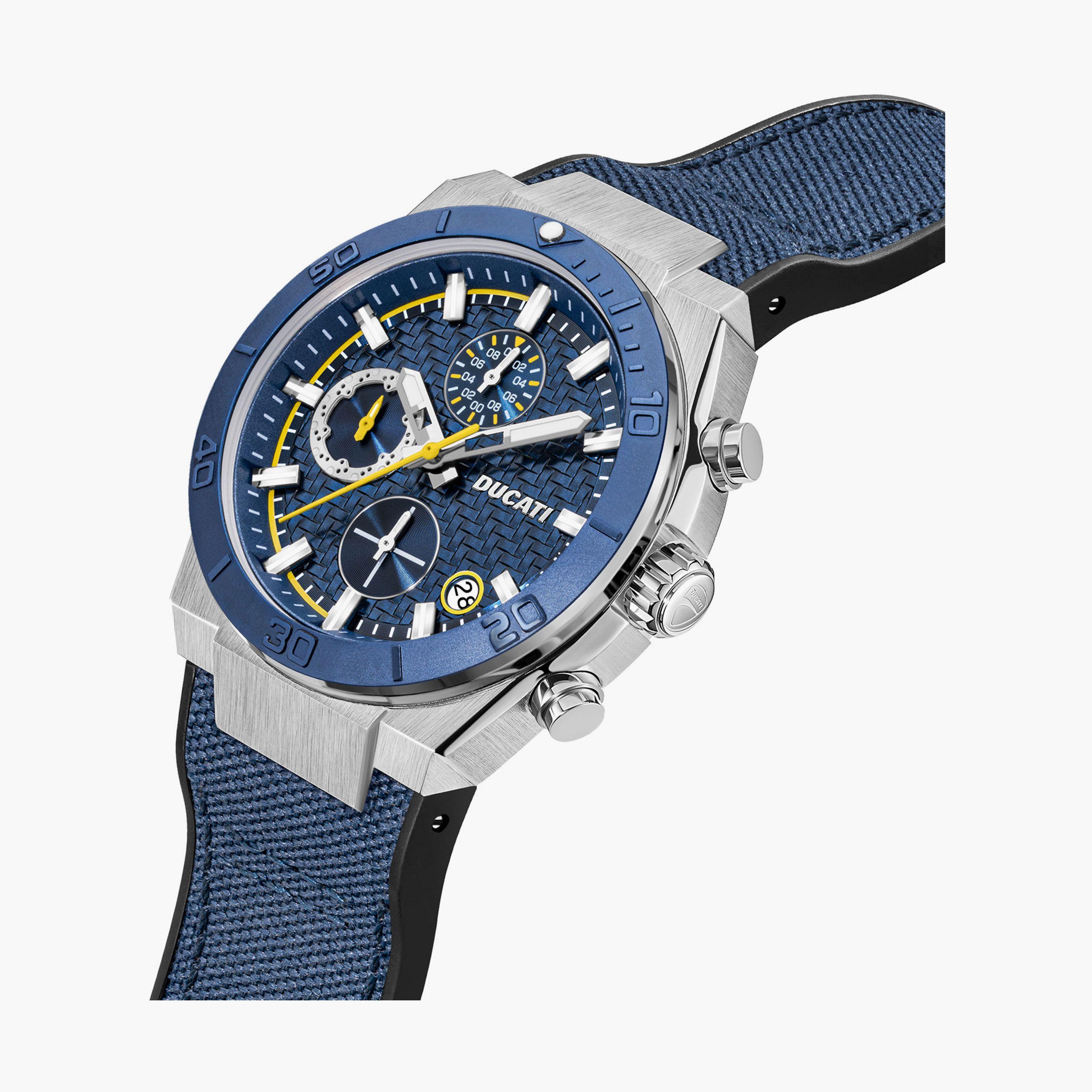 دوكاتي للرجال ساعة يد دوكاتي 44 مم كرونوغراف بحزام جلدي أزرق اللون | DTWGOGO0001204-men-watchesandjewellery-watches-image-2