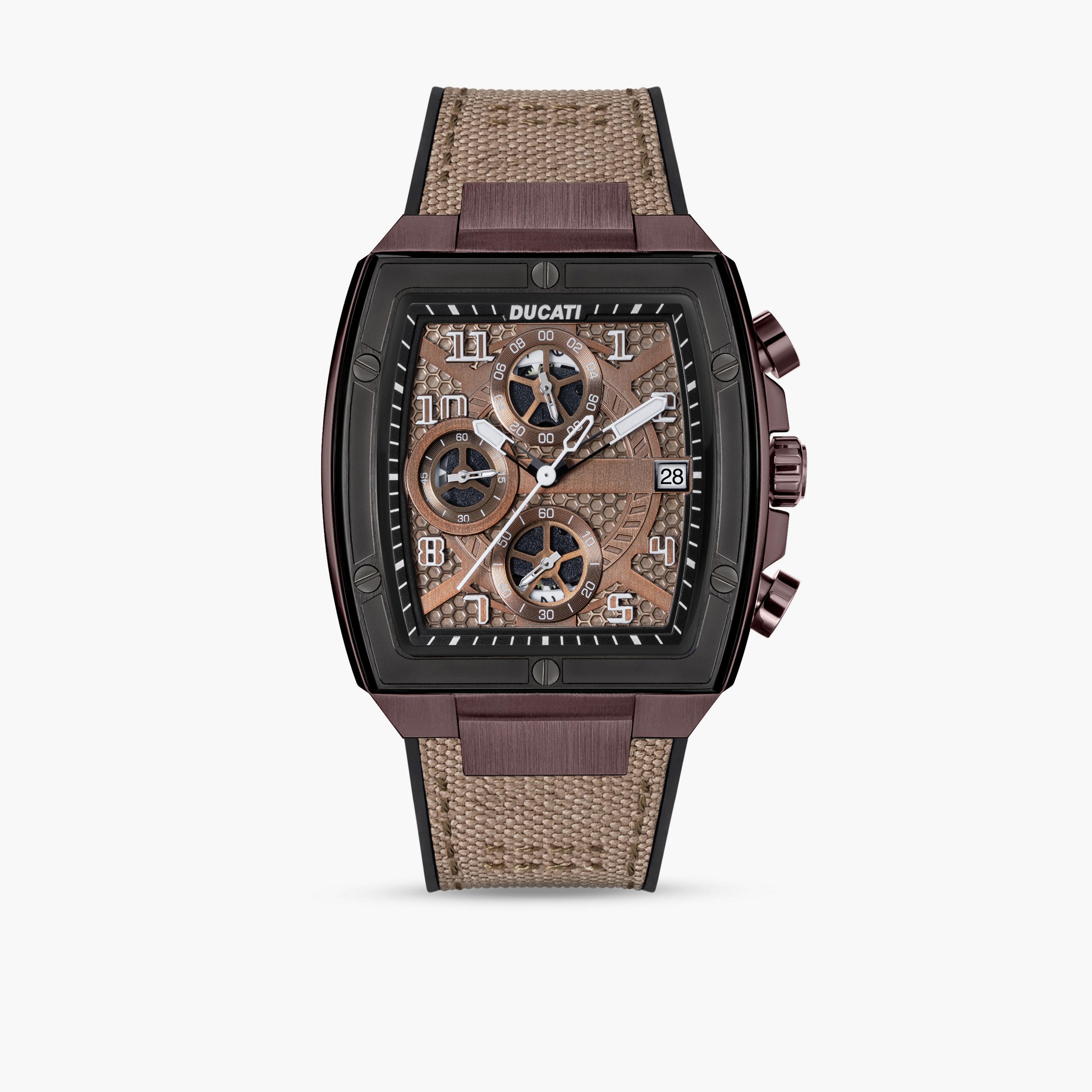 دوكاتي للرجال ساعة يد دوكاتي 40 مم كرونوغراف بحزام جلدي بني اللون | DTWGO0001501-men-watchesandjewellery-watches-image-1