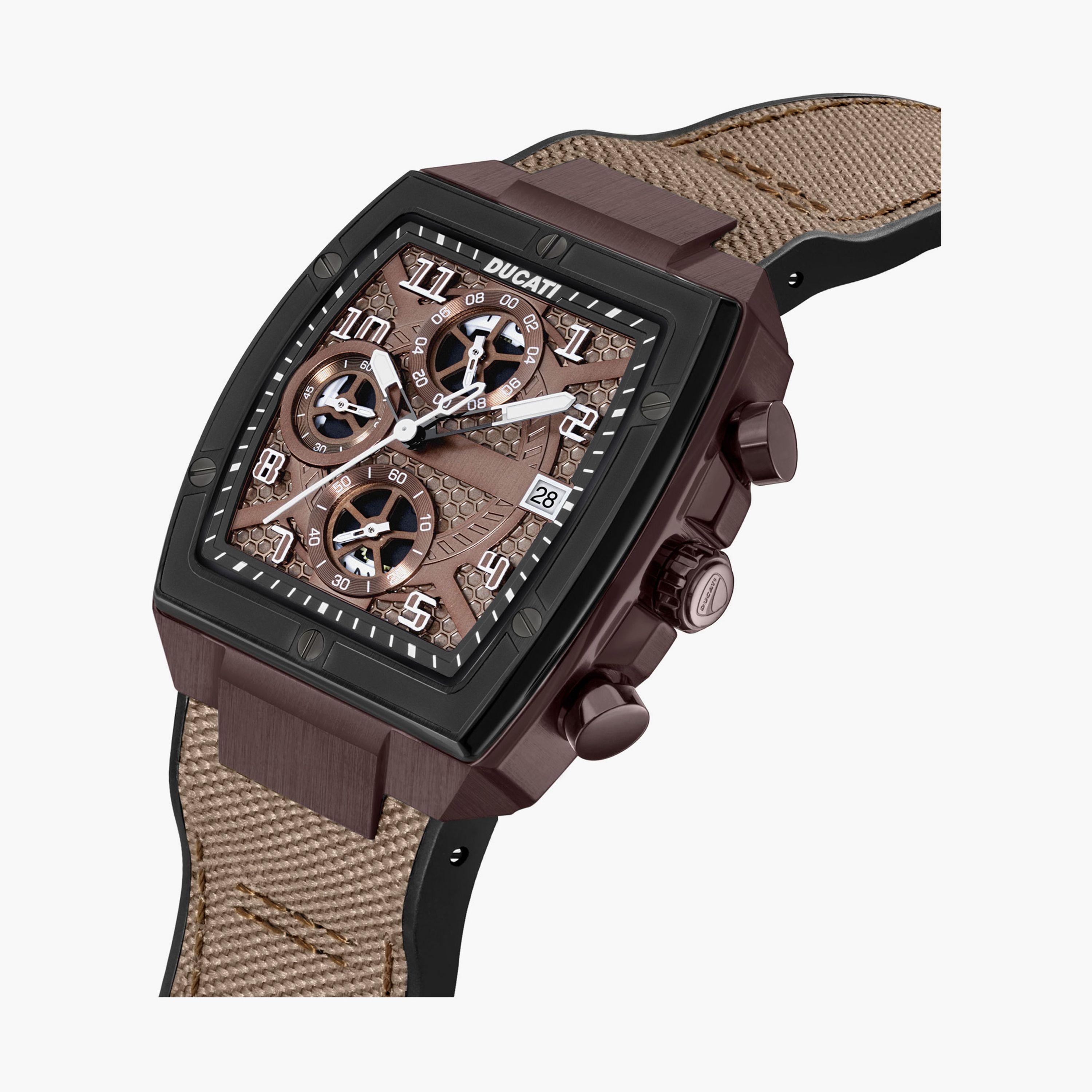 دوكاتي للرجال ساعة يد دوكاتي 40 مم كرونوغراف بحزام جلدي بني اللون | DTWGO0001501-men-watchesandjewellery-watches-image-2
