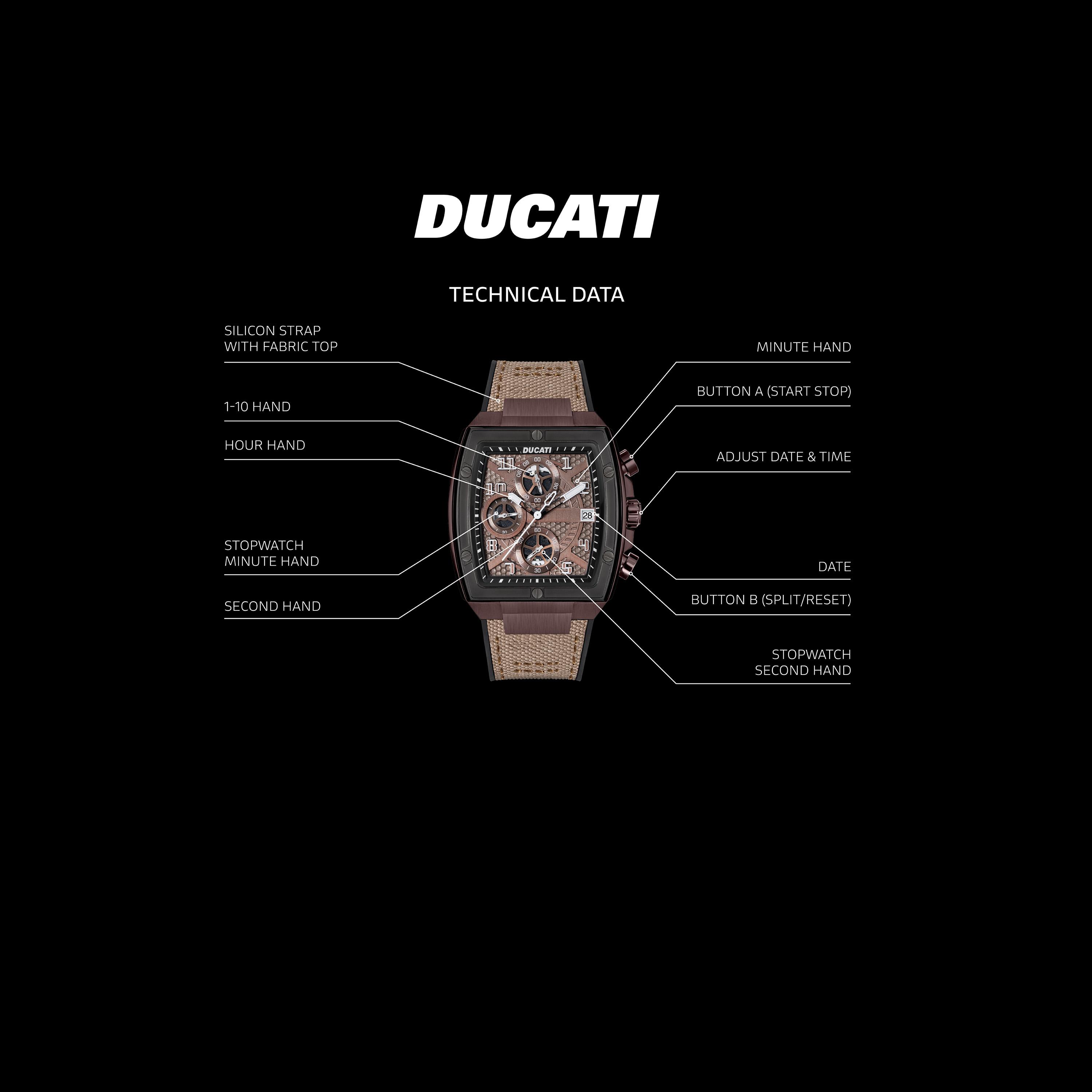 دوكاتي للرجال ساعة يد دوكاتي 40 مم كرونوغراف بحزام جلدي بني اللون | DTWGO0001501-men-watchesandjewellery-watches-image-4