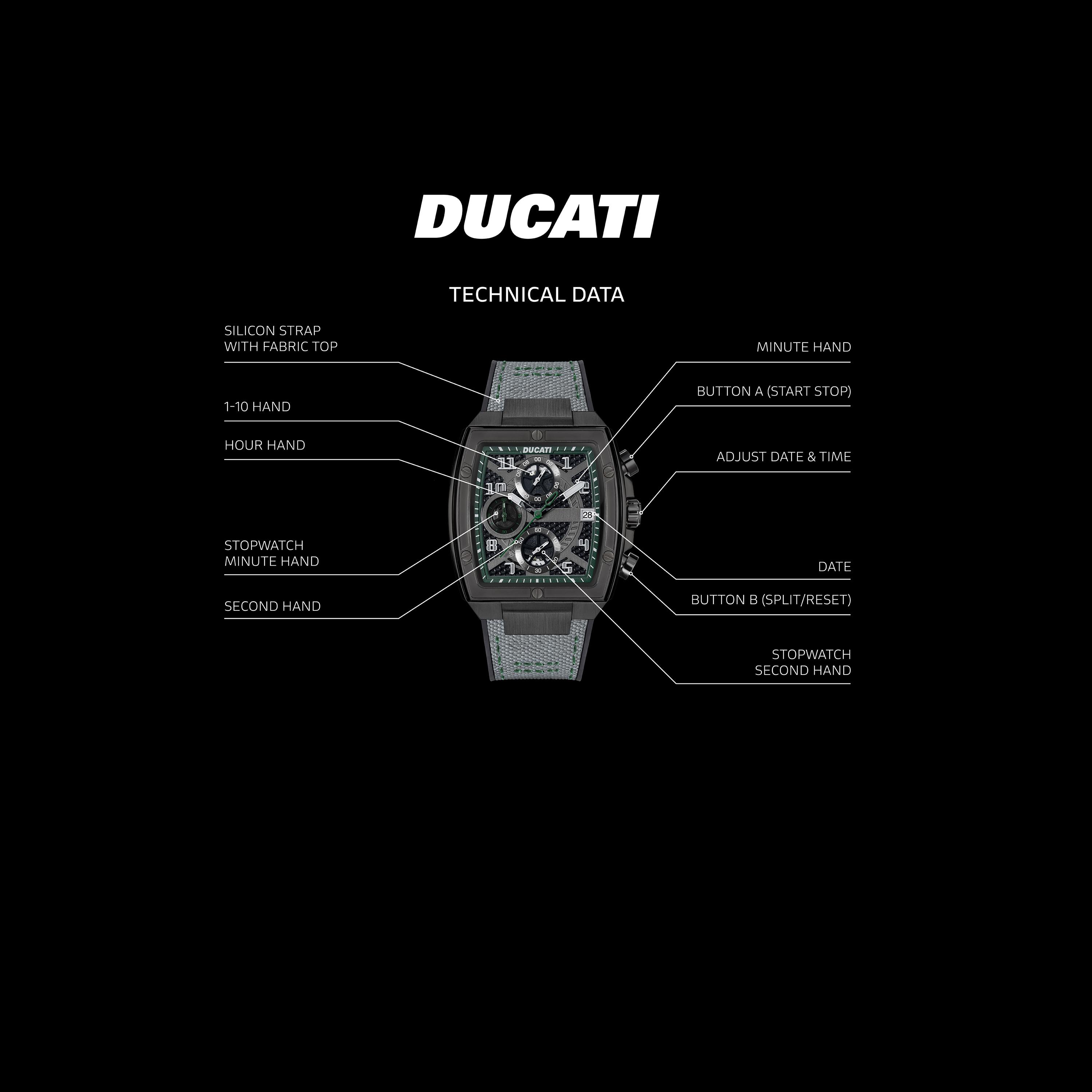 دوكاتي للرجال ساعة يد دوكاتي 40 مم كرونوغراف بحزام جلدي رمادي اللون | DTWGOGO0001502-men-watchesandjewellery-watches-image-4