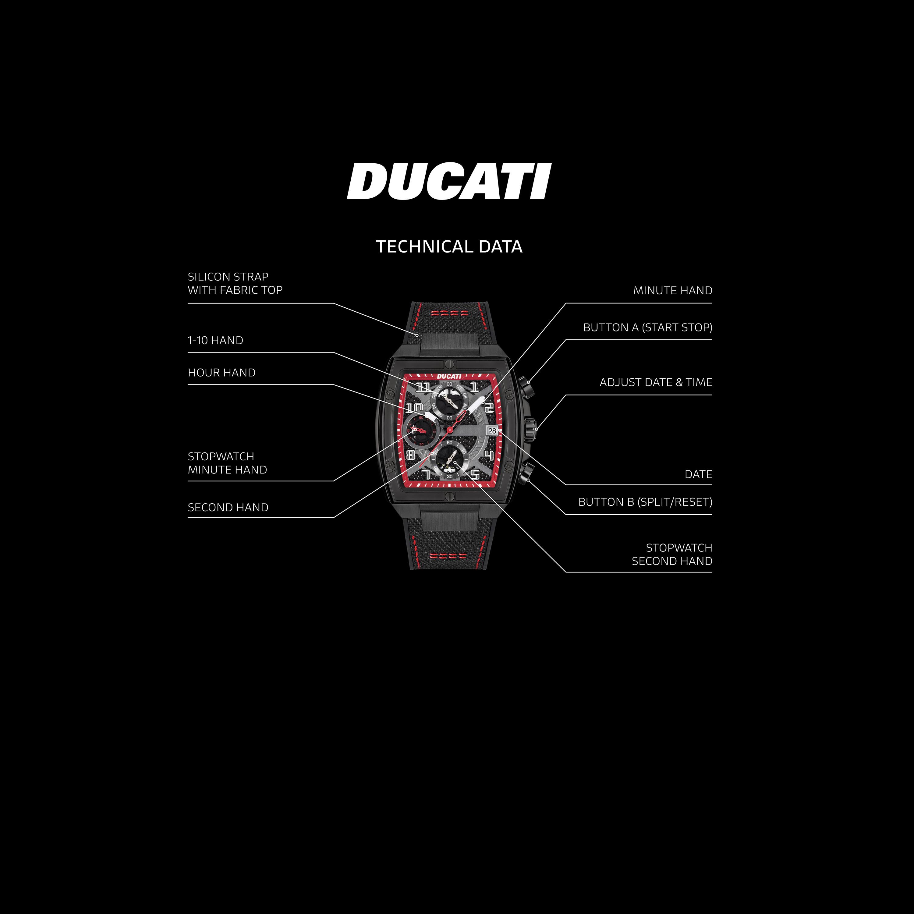 ساعة دوكاتي للرجال ذات حزام كرونوغراف جلدي أسود 40 مم للرجال | DTWGOGO0001503-men-watchesandjewellery-watches-image-4