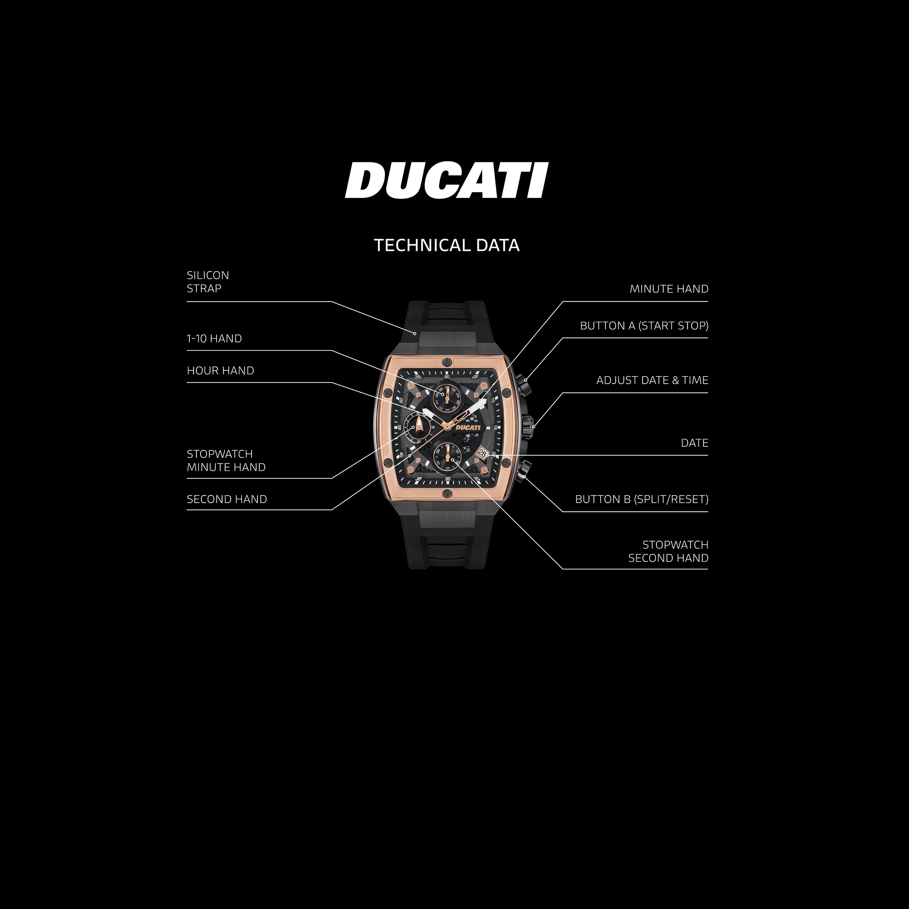 ساعة دوكاتي للرجال ذات حزام كرونوغراف أسود 40 مم بحزام من السيليكون | DTWGO0001301301-men-watchesandjewellery-watches-image-4