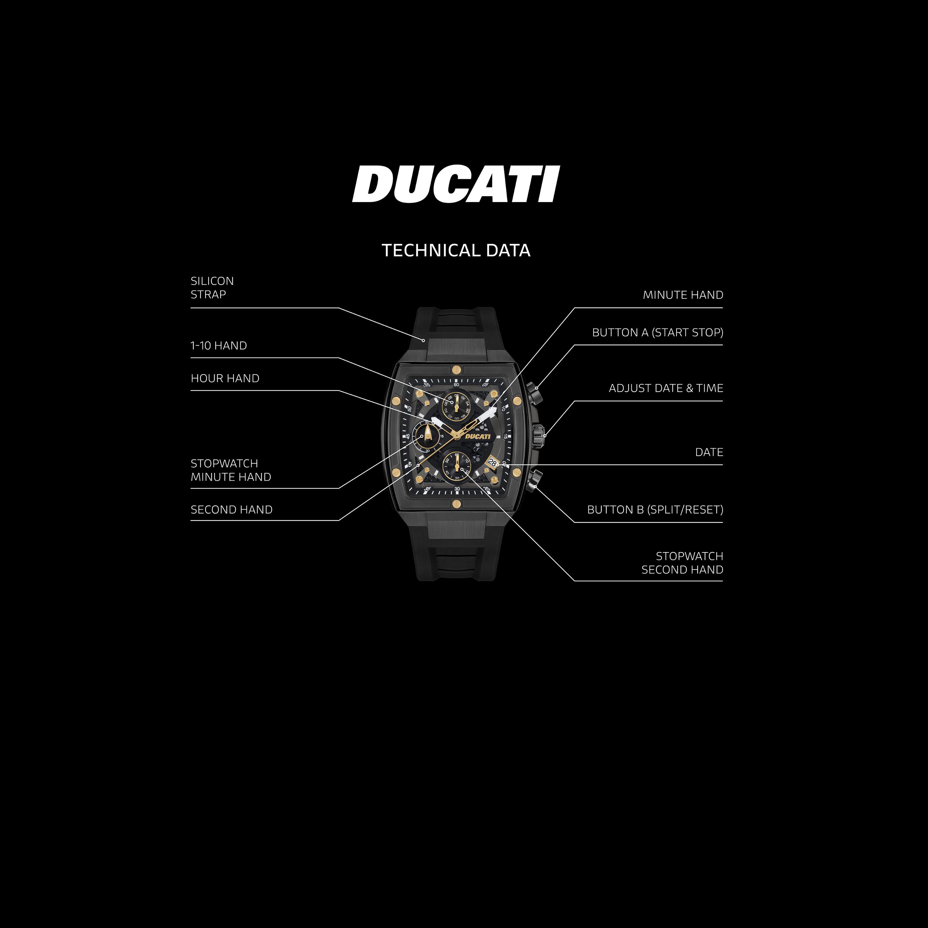 Ducati Men's 40 MM Black Chronograph Silicone Strap Watch | DTWGO0001302-men-watchesandjewellery-watches-image-4