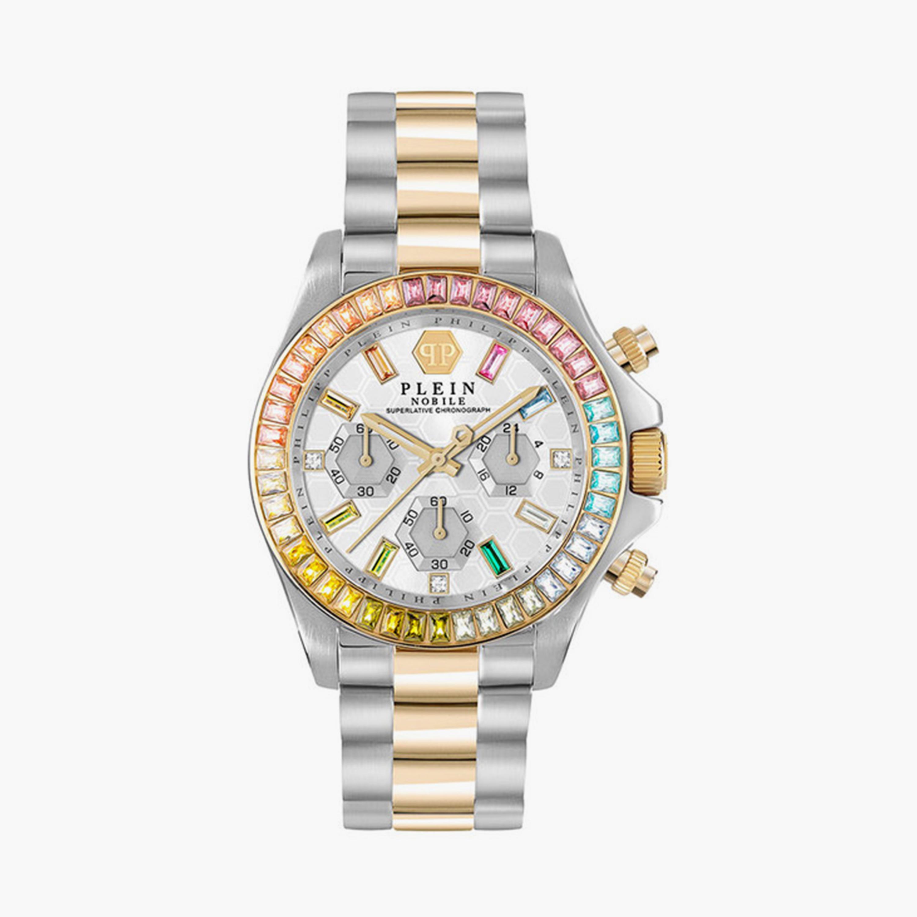 فيليب بلين - ساعة كرونوغراف للنساء حزام ستانلس ستيل 46 مم ذهبي | PWSBA0523-women-watchesandjewellery-watches-image-1