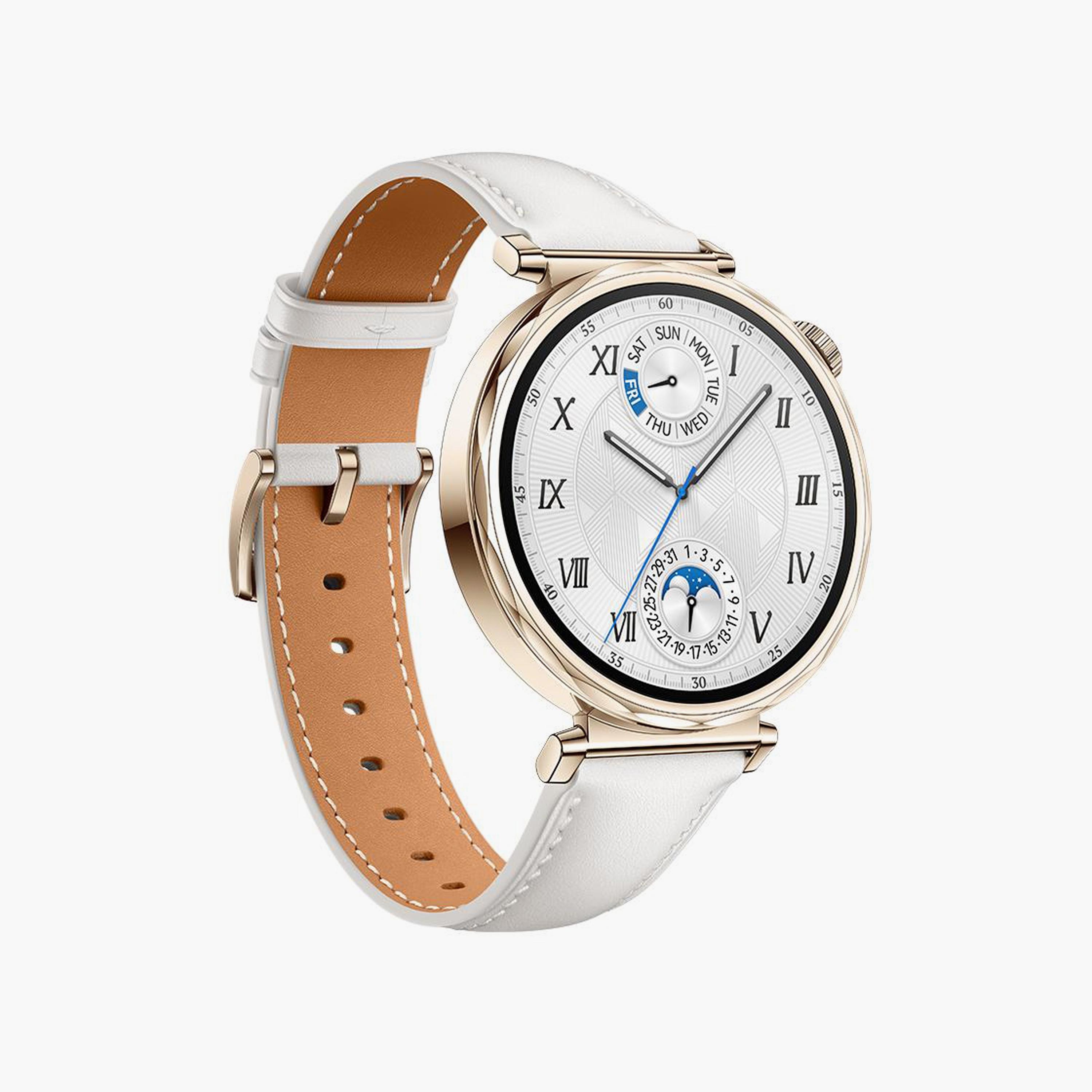 ساعة هواوي جي تي 5 جانا باللون الأبيض مع حزام جلدي مركب | HUW-GT5-JANA-WHT-electronics-smartwatches-image-2