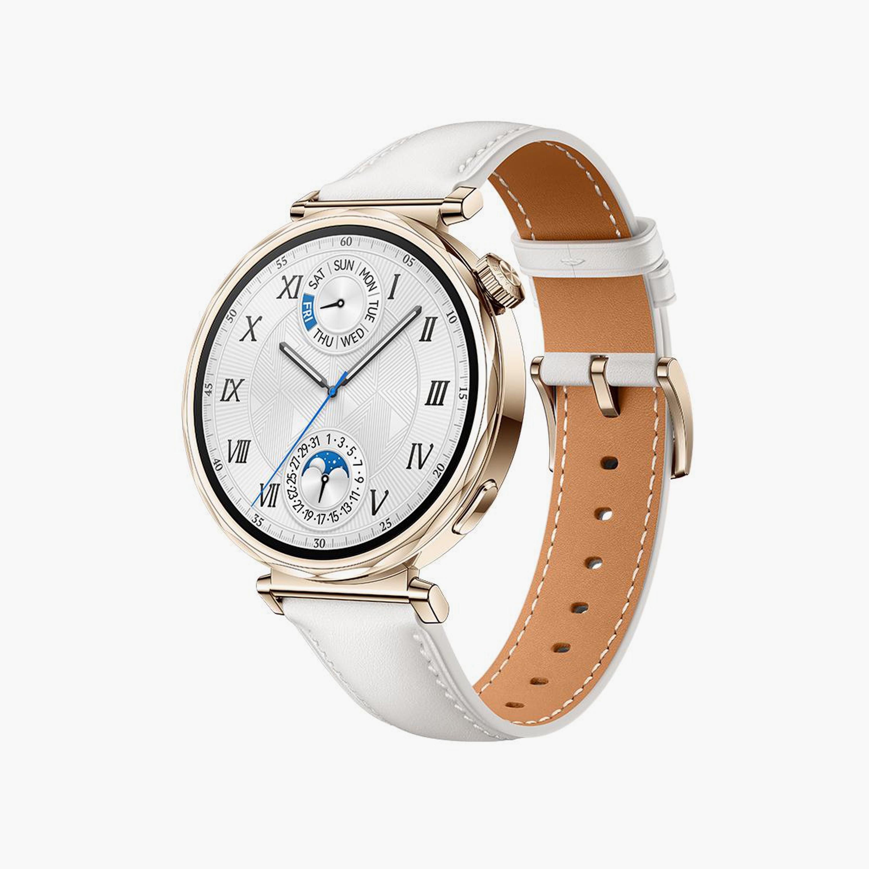 ساعة هواوي جي تي 5 جانا باللون الأبيض مع حزام جلدي مركب | HUW-GT5-JANA-WHT-electronics-smartwatches-image-3