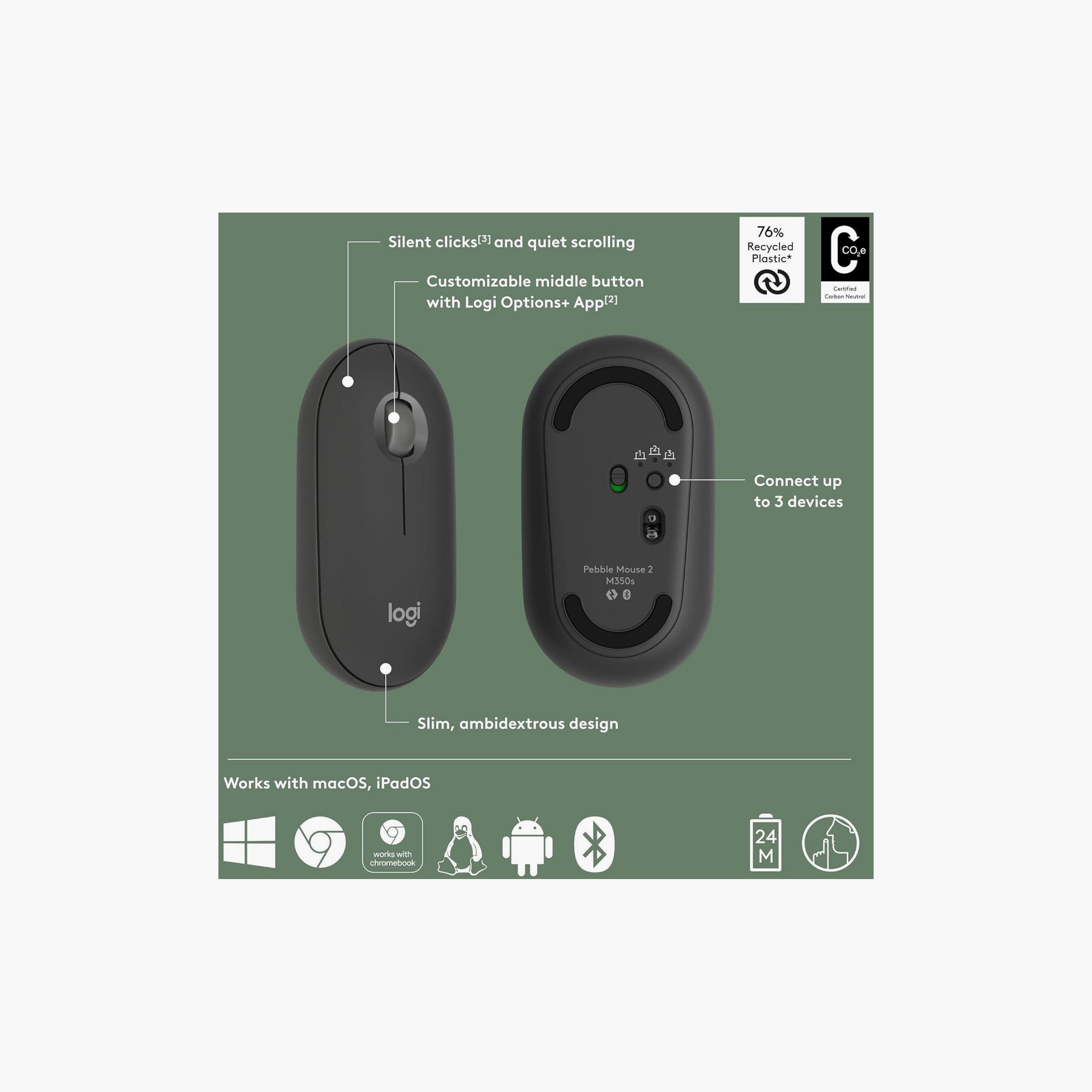 Logitech Pebble Mouse 2 M350s Slim Bluetooth Wireless Mouse Graphite | 910-007015-electronics-accessories-computeraccesories-image-3