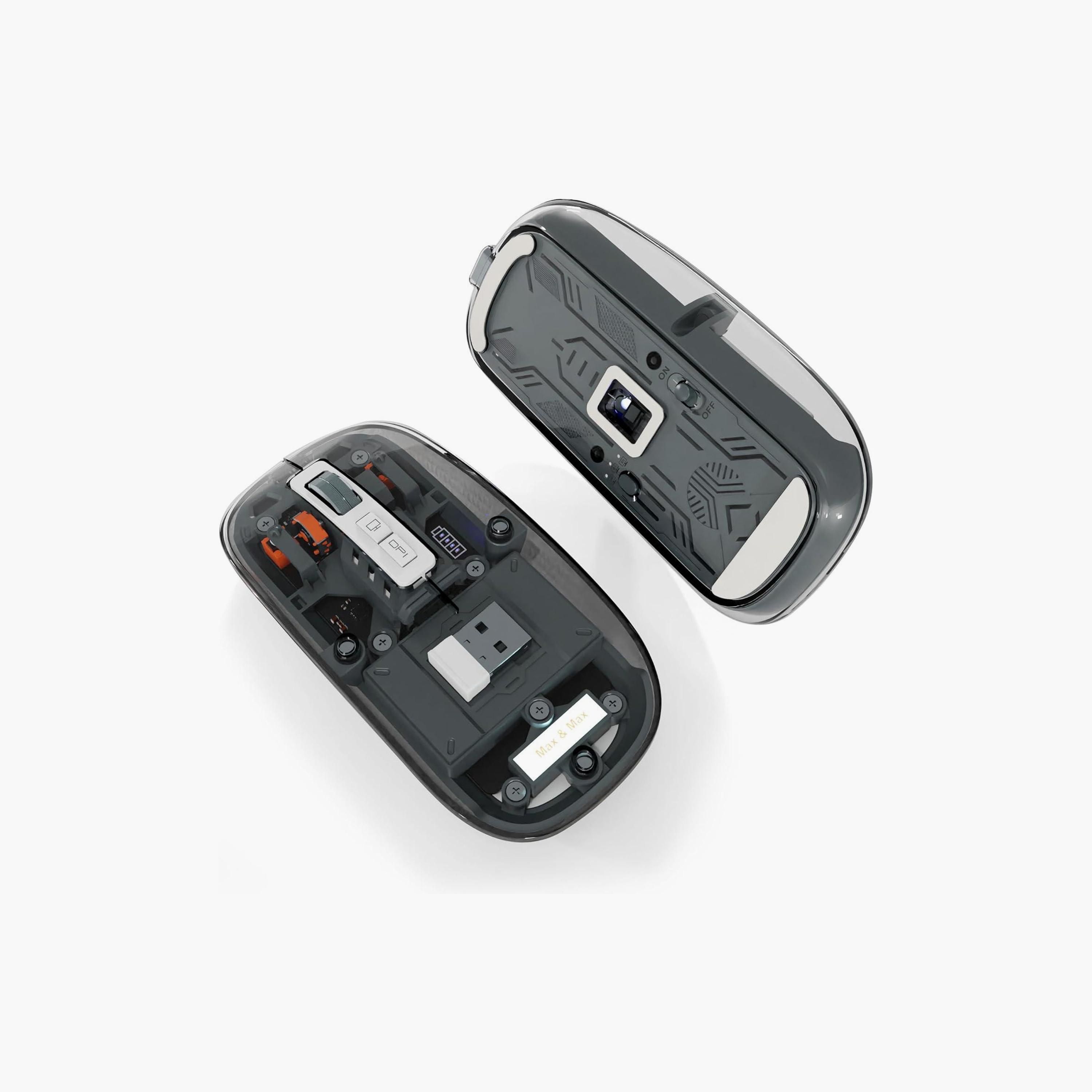 Max Max Wireless Mouse - Crystal Transparent Gaming Adjustable DPI Triple Mode Rechargeable-electronics-gamesandconsoles-image-1