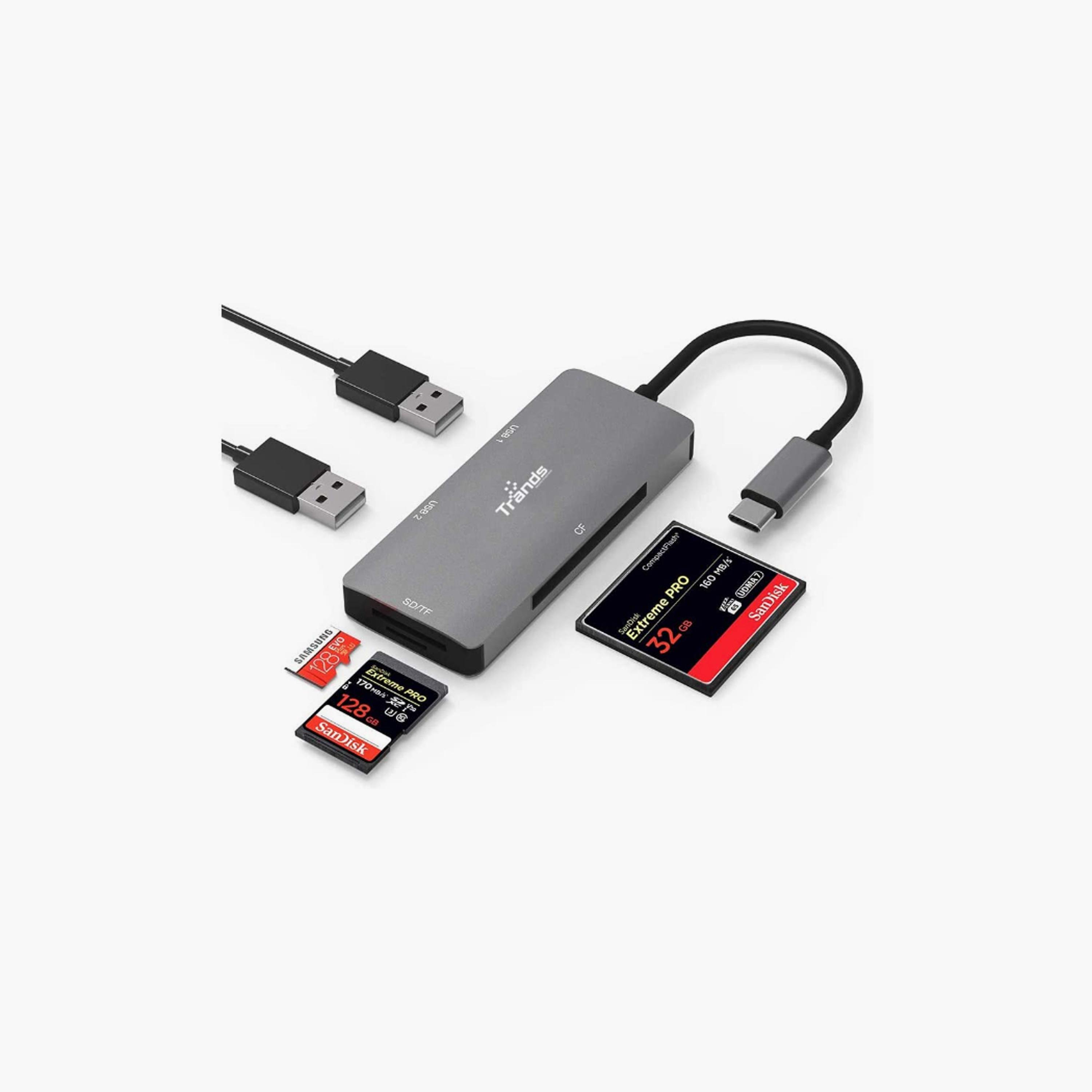 محول متعدد الوظائف من النوع سي من تراندز TR-CR3539 باللون الرمادي | TR-CR3539-electronics-accessories-mobileaccesories-image-2