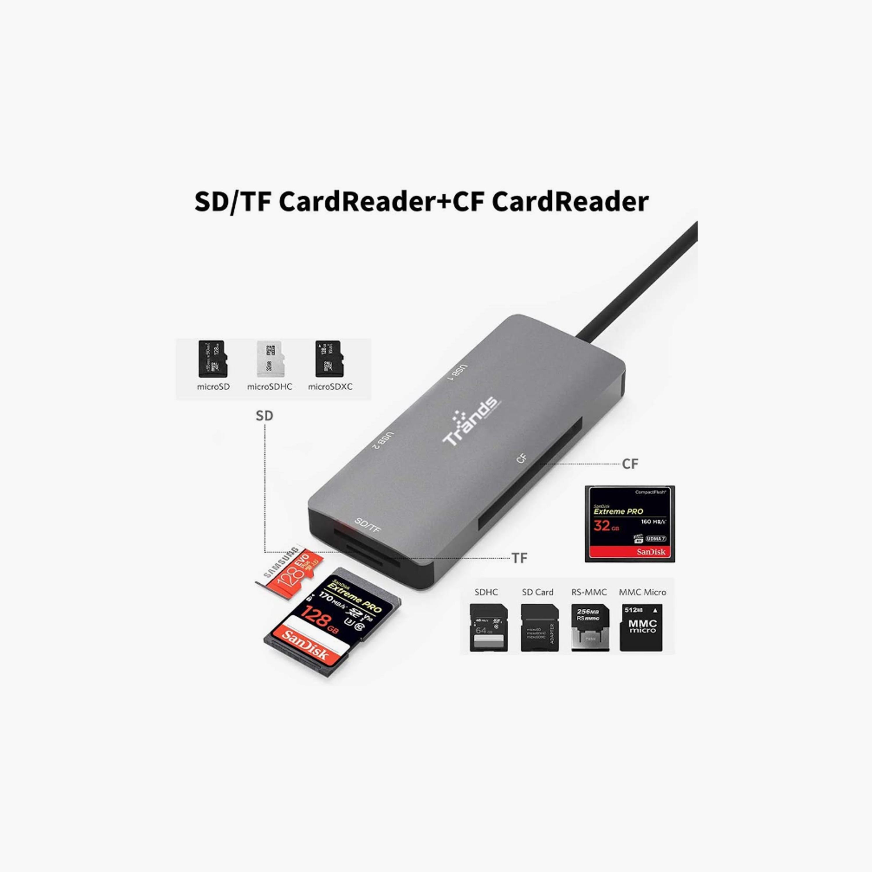 محول متعدد الوظائف من النوع سي من تراندز TR-CR3539 باللون الرمادي | TR-CR3539-electronics-accessories-mobileaccesories-image-3