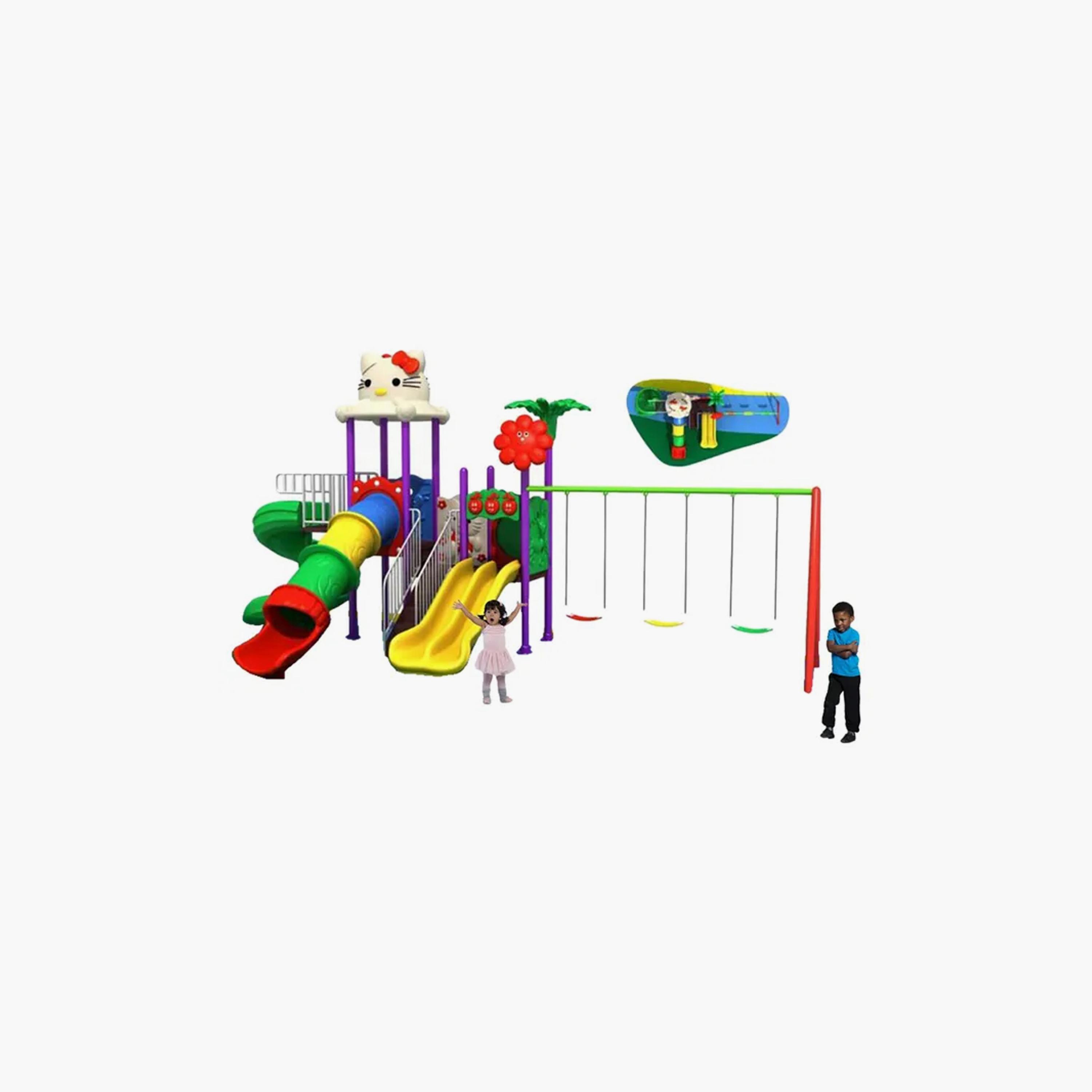 أرجوحة مزدوجة ميجا كيتن فريم مع زلاقات متموجة للفناء الخلفي خارجي - 330 سم من مايتس-toys-outdoor-slidesandswings-image-2