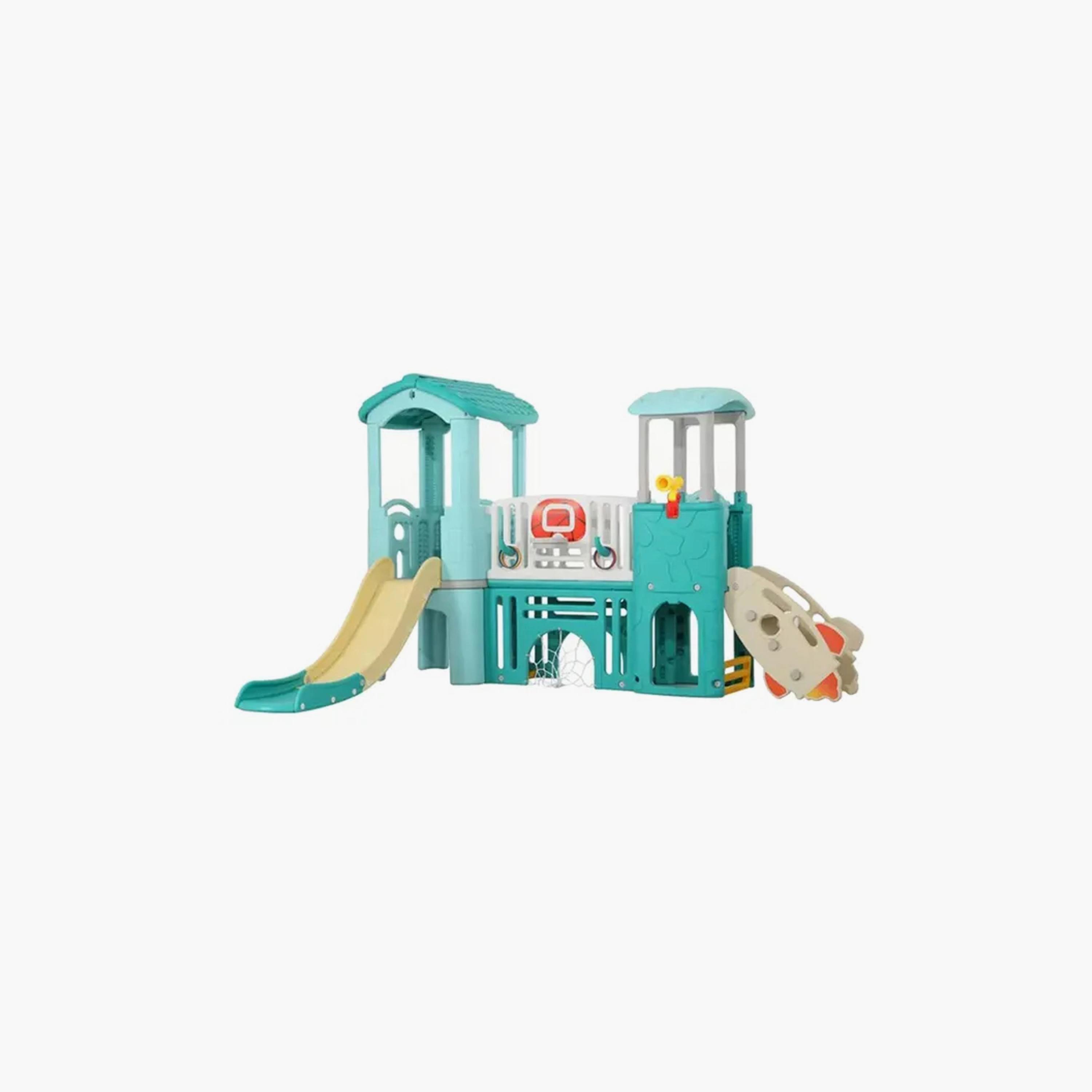 برج أنشطة الطائرات متعدد الألعاب للاستخدام الداخلي والخارجي مع زلاقة - أزرق من مايتس-toys-outdoor-playhousesandplayards-image-1