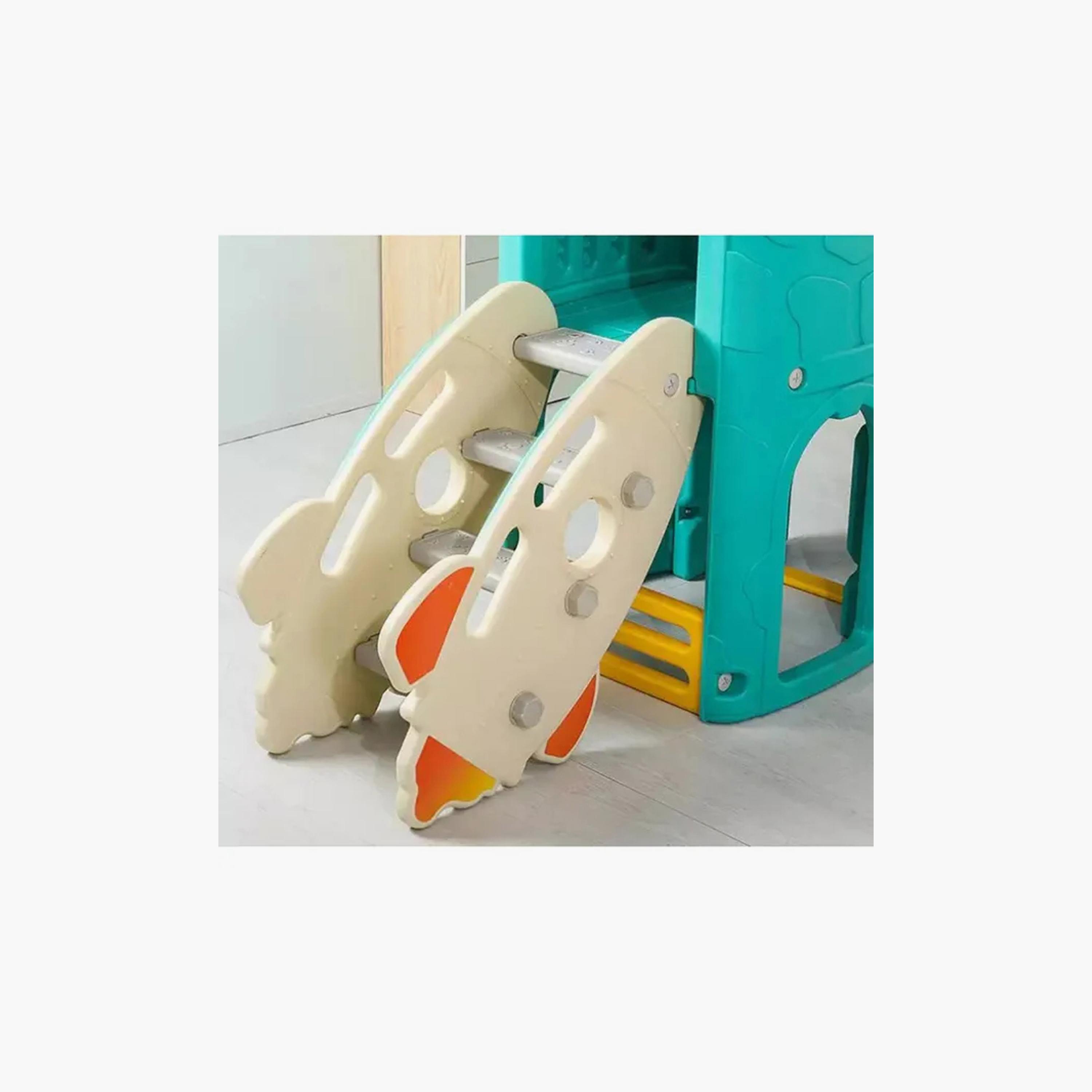 برج أنشطة الطائرات متعدد الألعاب للاستخدام الداخلي والخارجي مع زلاقة - أزرق من مايتس-toys-outdoor-playhousesandplayards-image-3