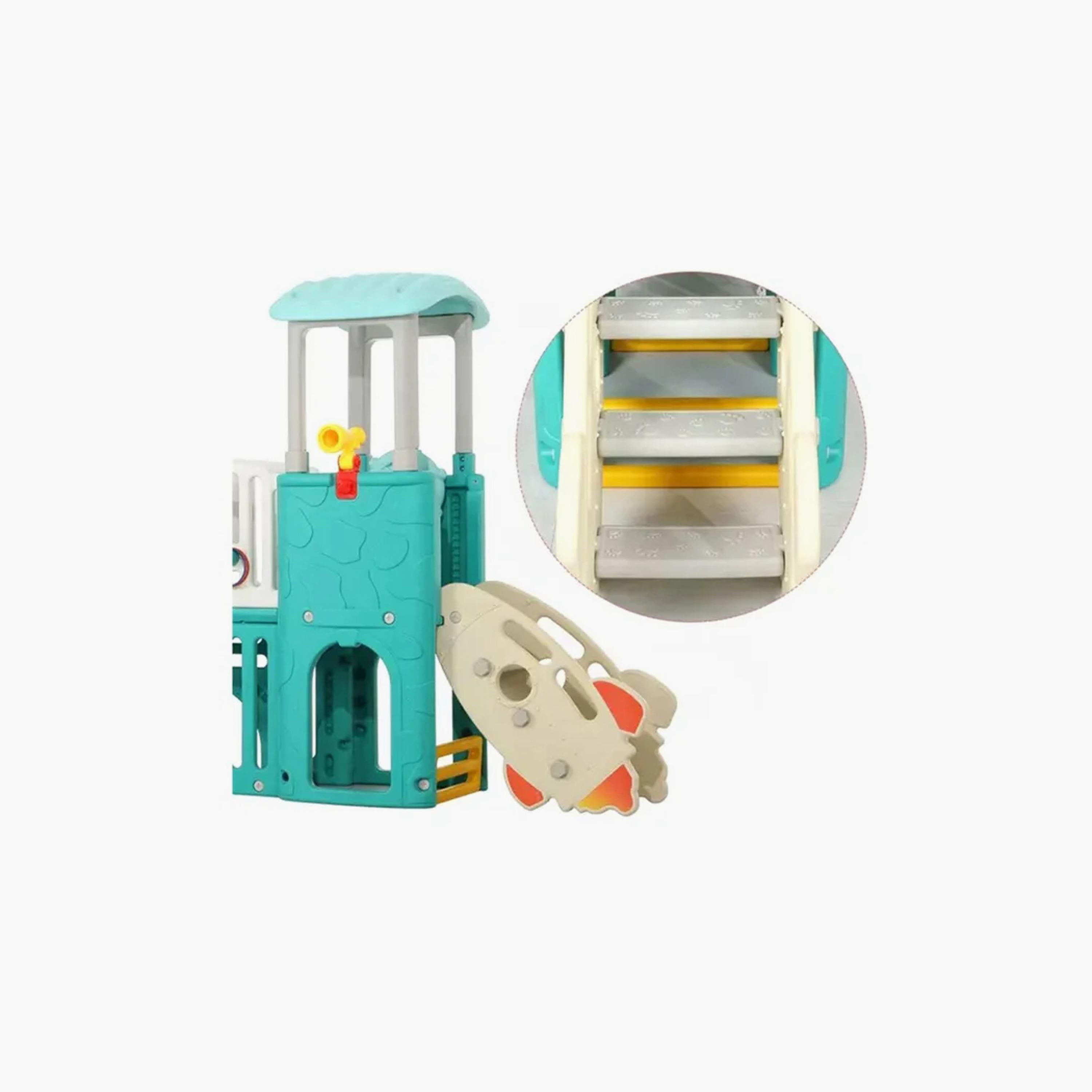 برج أنشطة الطائرات متعدد الألعاب للاستخدام الداخلي والخارجي مع زلاقة - أزرق من مايتس-toys-outdoor-playhousesandplayards-image-4