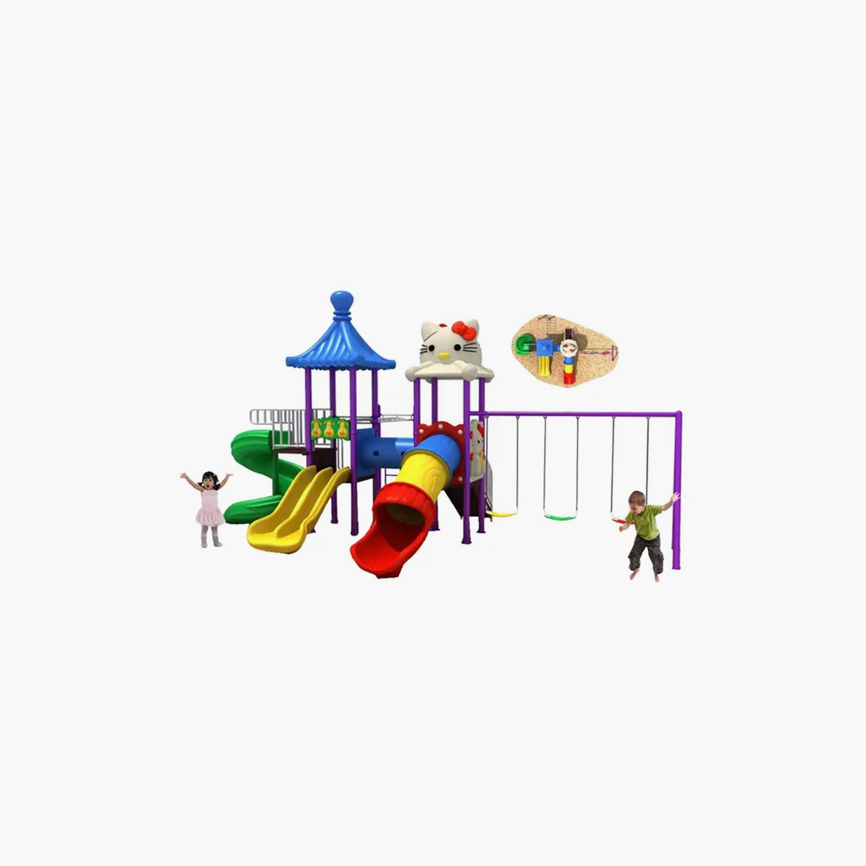 MYTS Mega Kitten Frame Swing Set with Dual Wavy Slides - 340 cm-toys-outdoor-playhousesandplayards-image-1