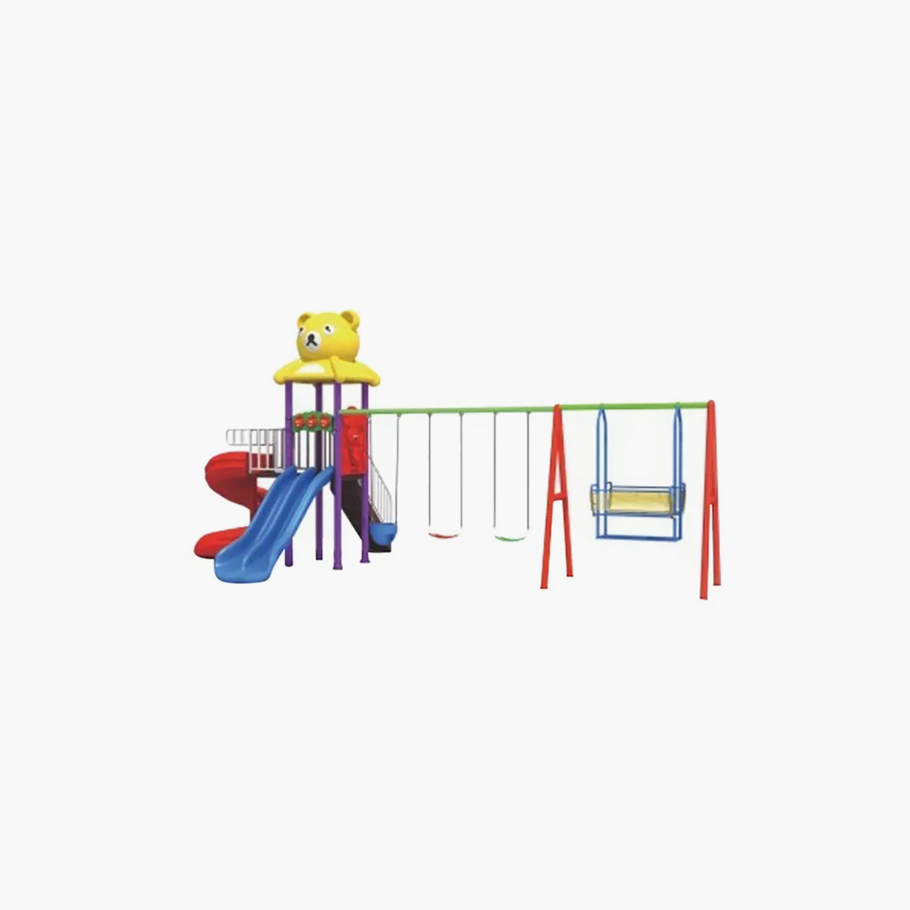 MYTS Outdoor Backyard Curvy Slide with Dual Swing - Multicolour-toys-outdoor-slidesandswings-image-1