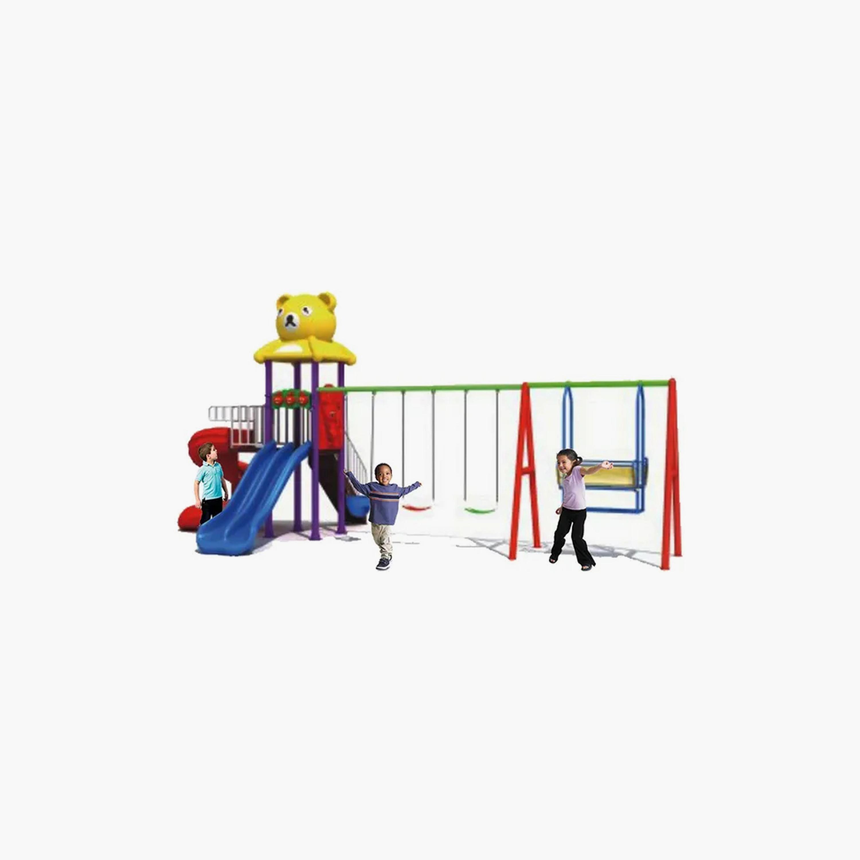 MYTS Outdoor Backyard Curvy Slide with Dual Swing - Multicolour-toys-outdoor-slidesandswings-image-2